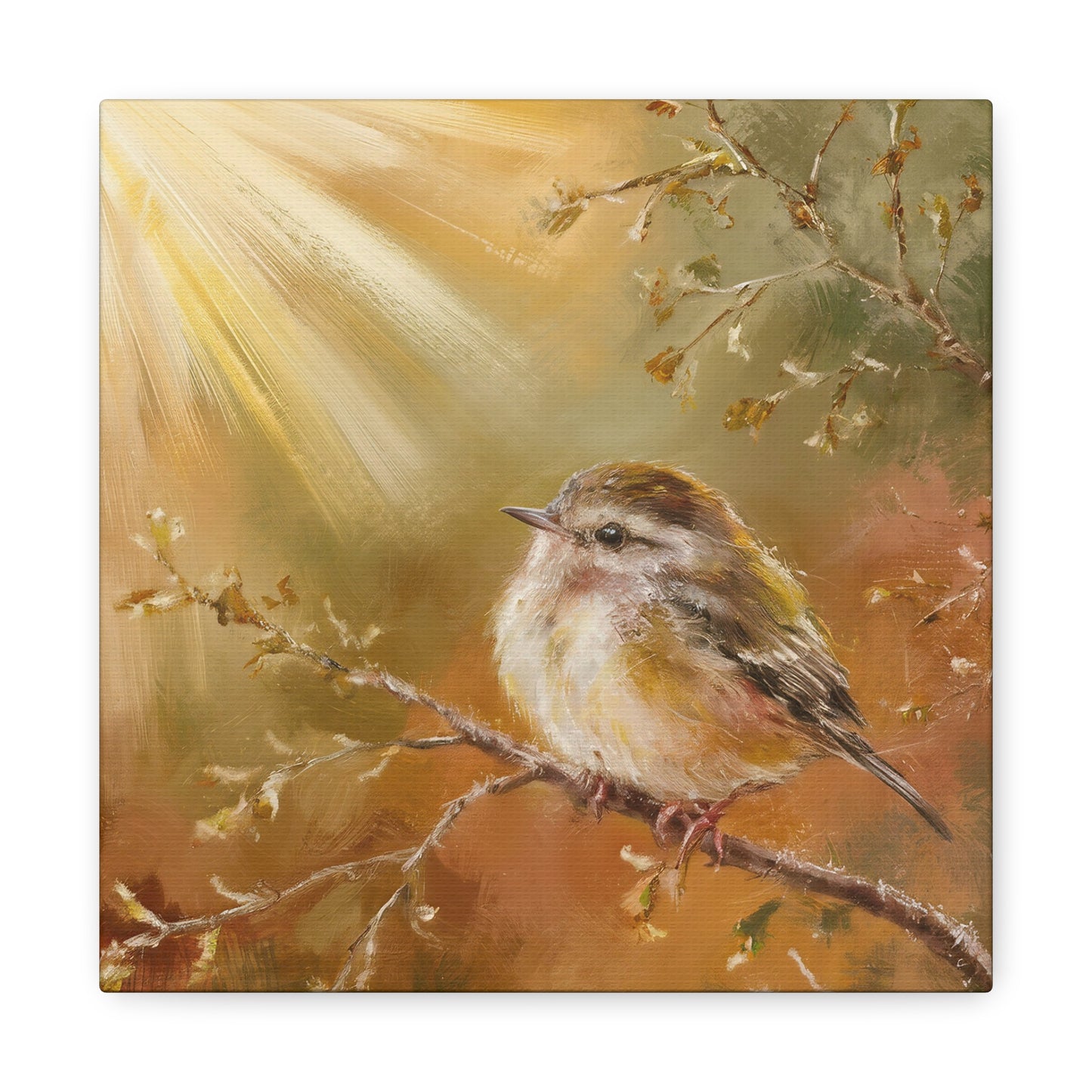 Golden Sparrow Canvas Wall Art