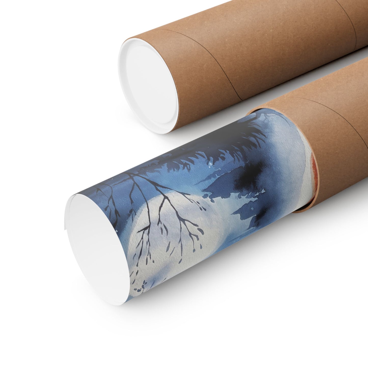 Fox Winter Night Watercolor Poster