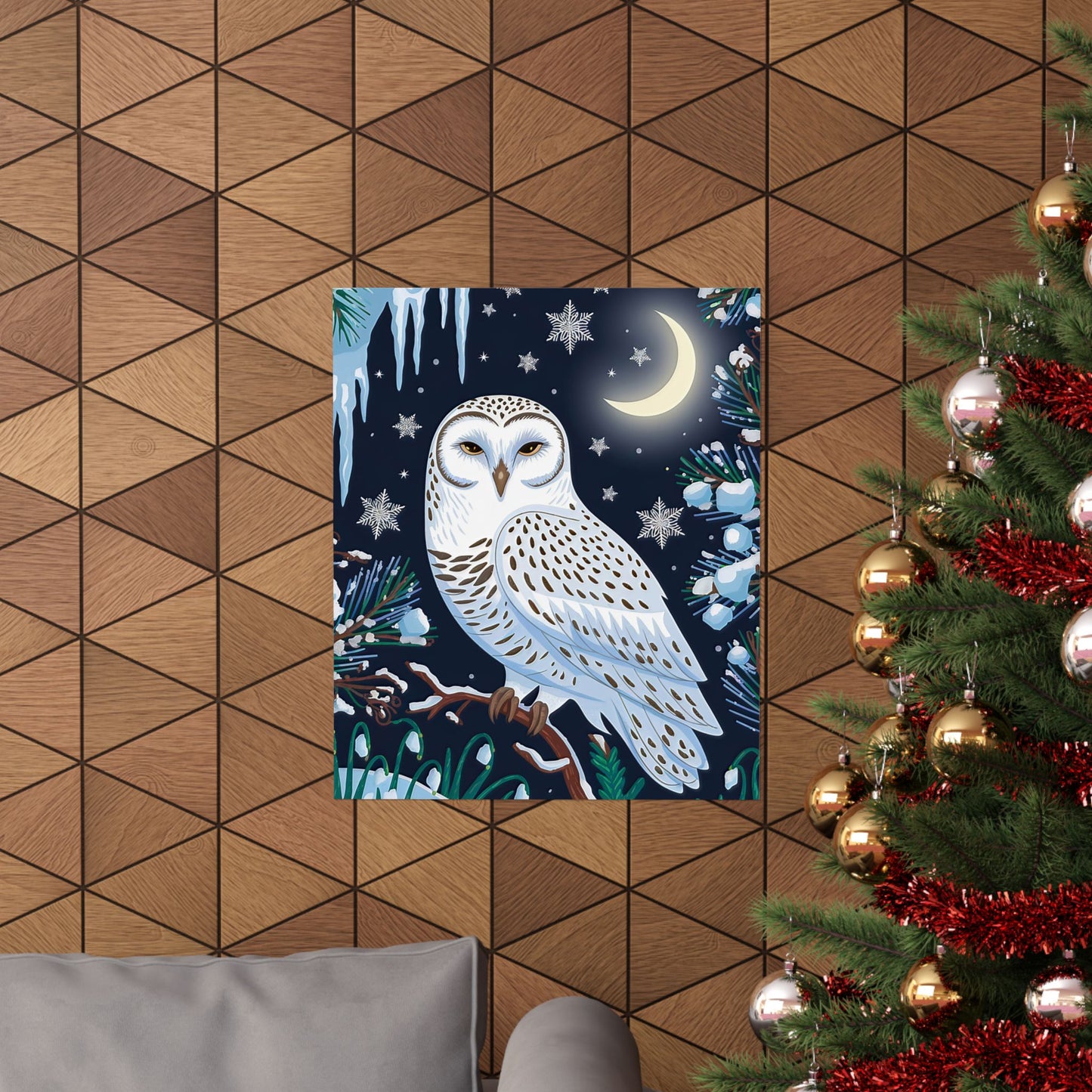 Snow Owl On A Winter`s Night Poster