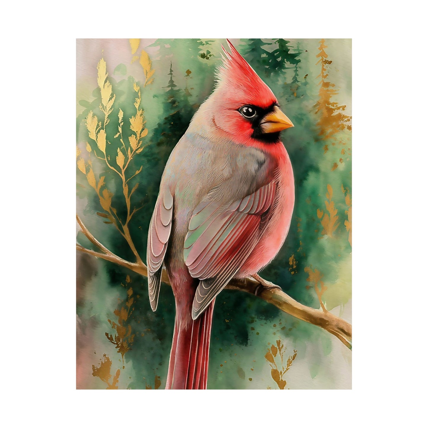 Cardinal With Pines Poster