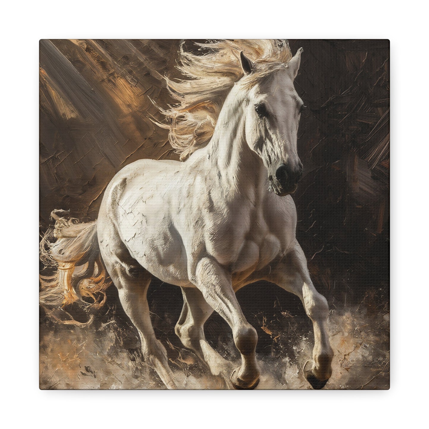 White Horse Oil Painting Canvas Wall Art