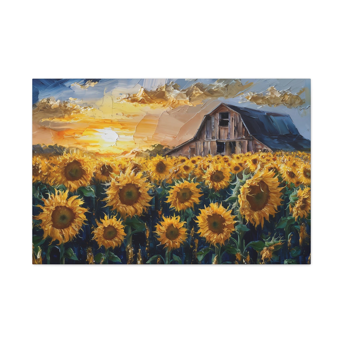 Sunflower Fields Oil Painting Canvas Wall Art