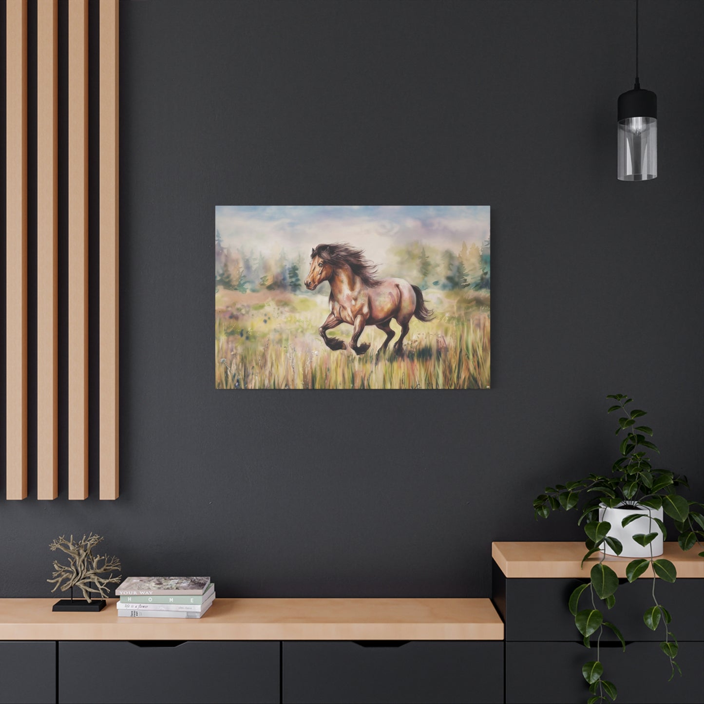 Wild Horse Watercolor Canvas Wall Art