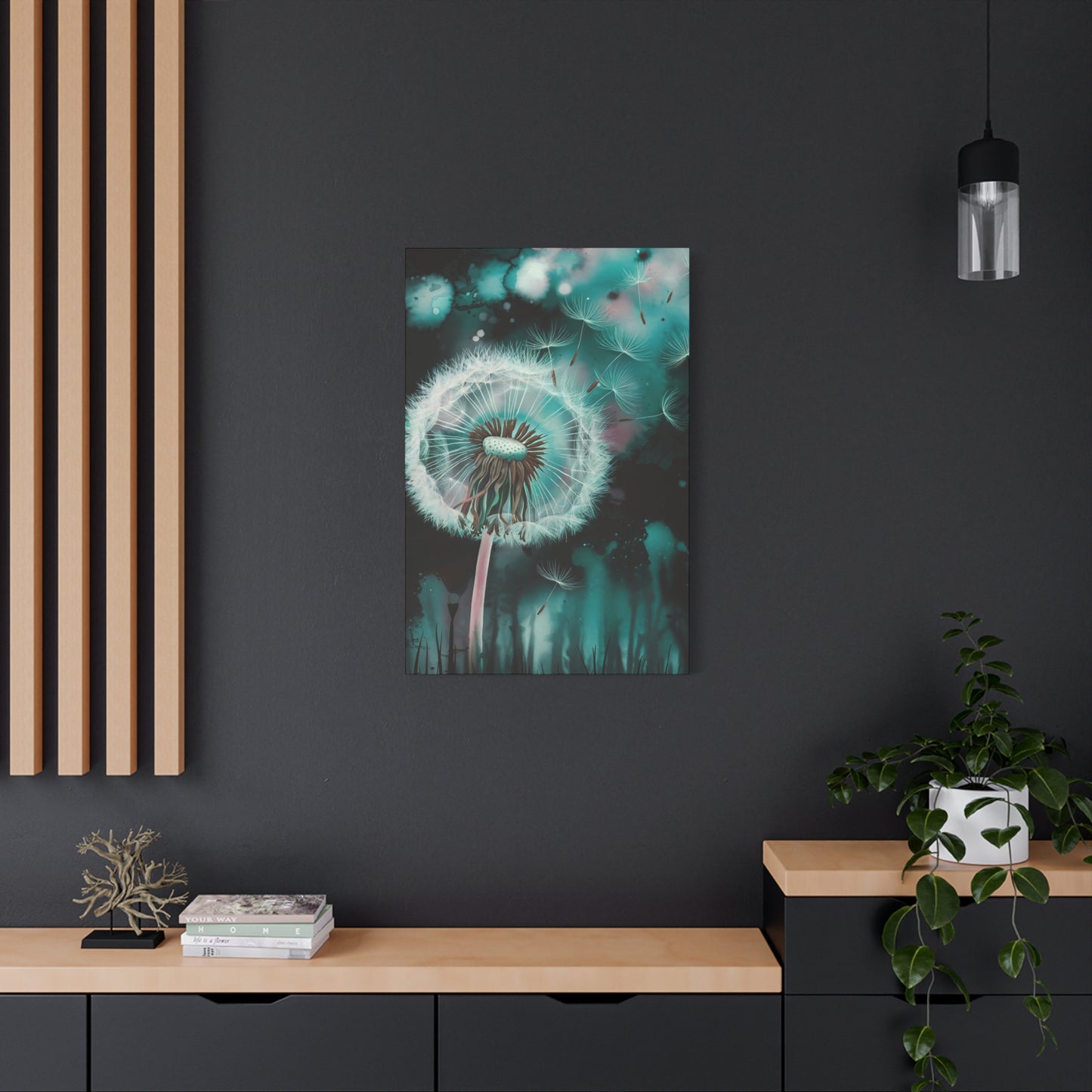 Dandelion Seeds Blowing Away Canvas Wall Art
