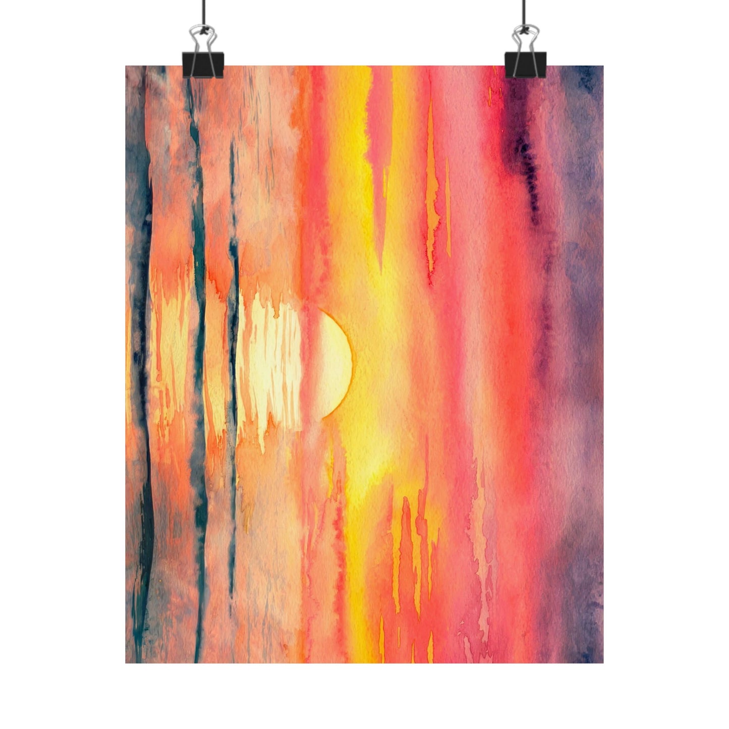 Ocean Sunset Watercolor Poster
