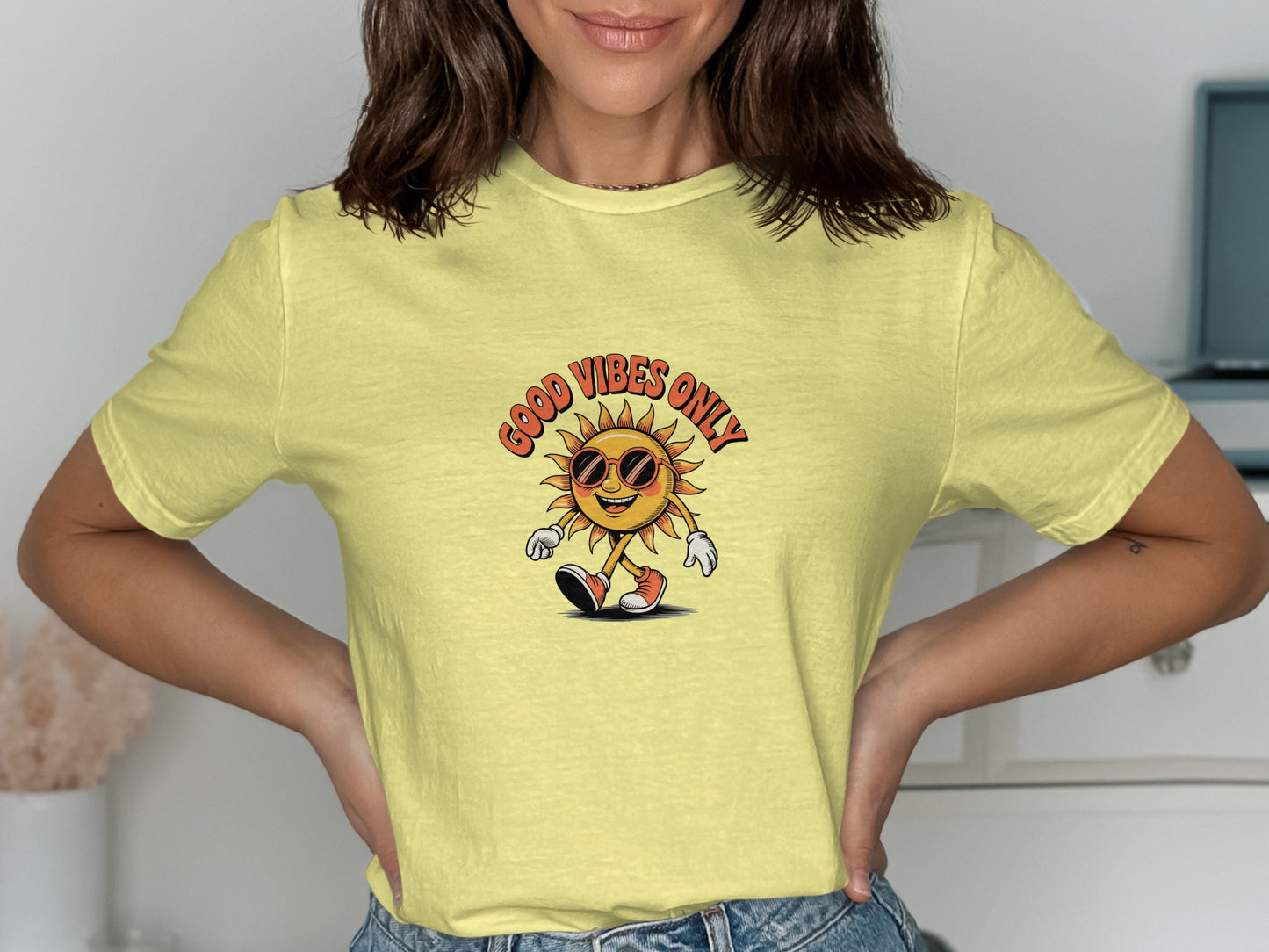Good Vibes Only Smiling Sun Graphic T-shirt product