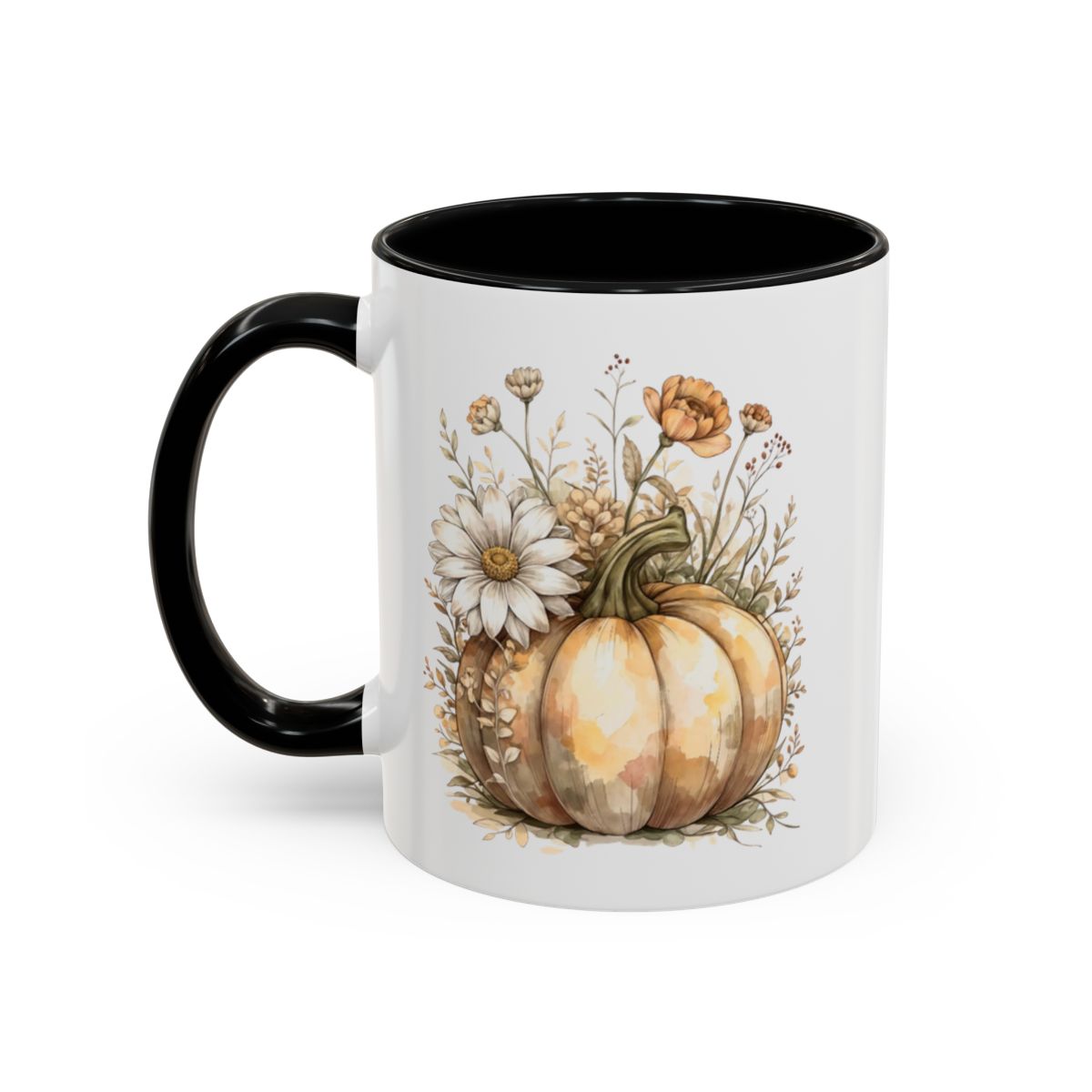 Autumn Harvest Pumpkin and Flowers Mug product