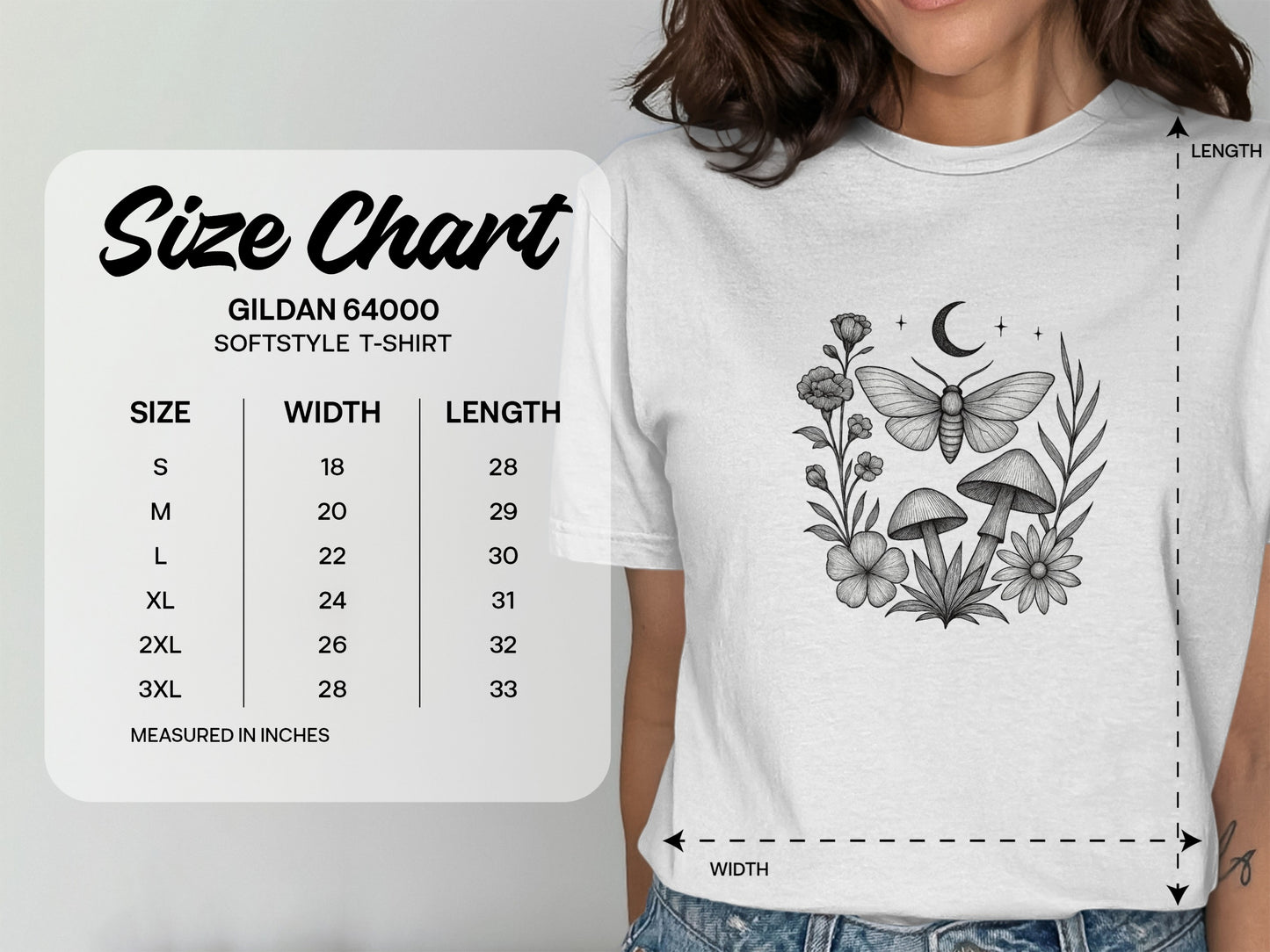 Floral Butterfly Moon Design T-Shirt product type