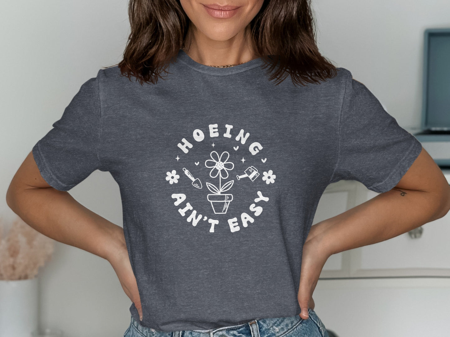 Hoeing Ain't Easy Graphic Gardening Shirt product