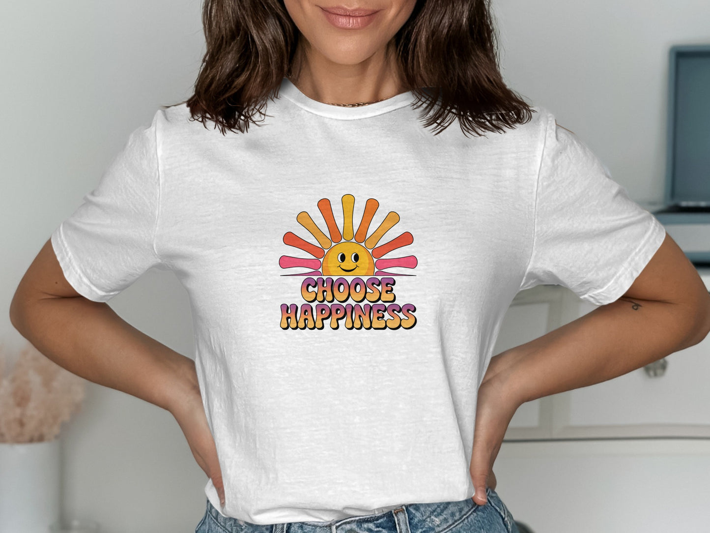 Choose Happiness Colorful Sun Graphic Tee product type