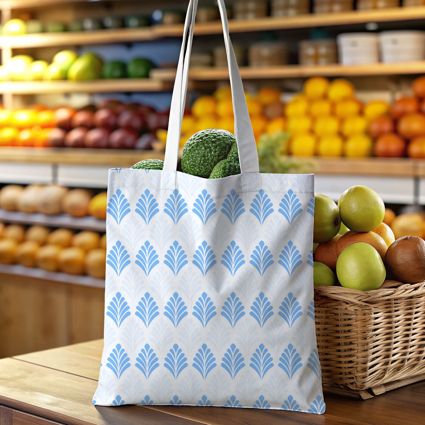 Morning Frost Leaf Pattern Tote Bag