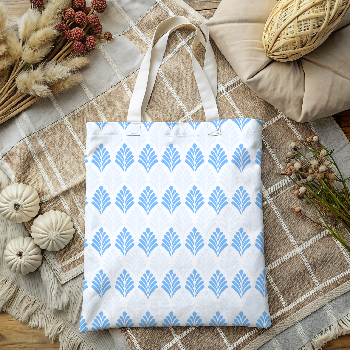Morning Frost Leaf Pattern Tote Bag