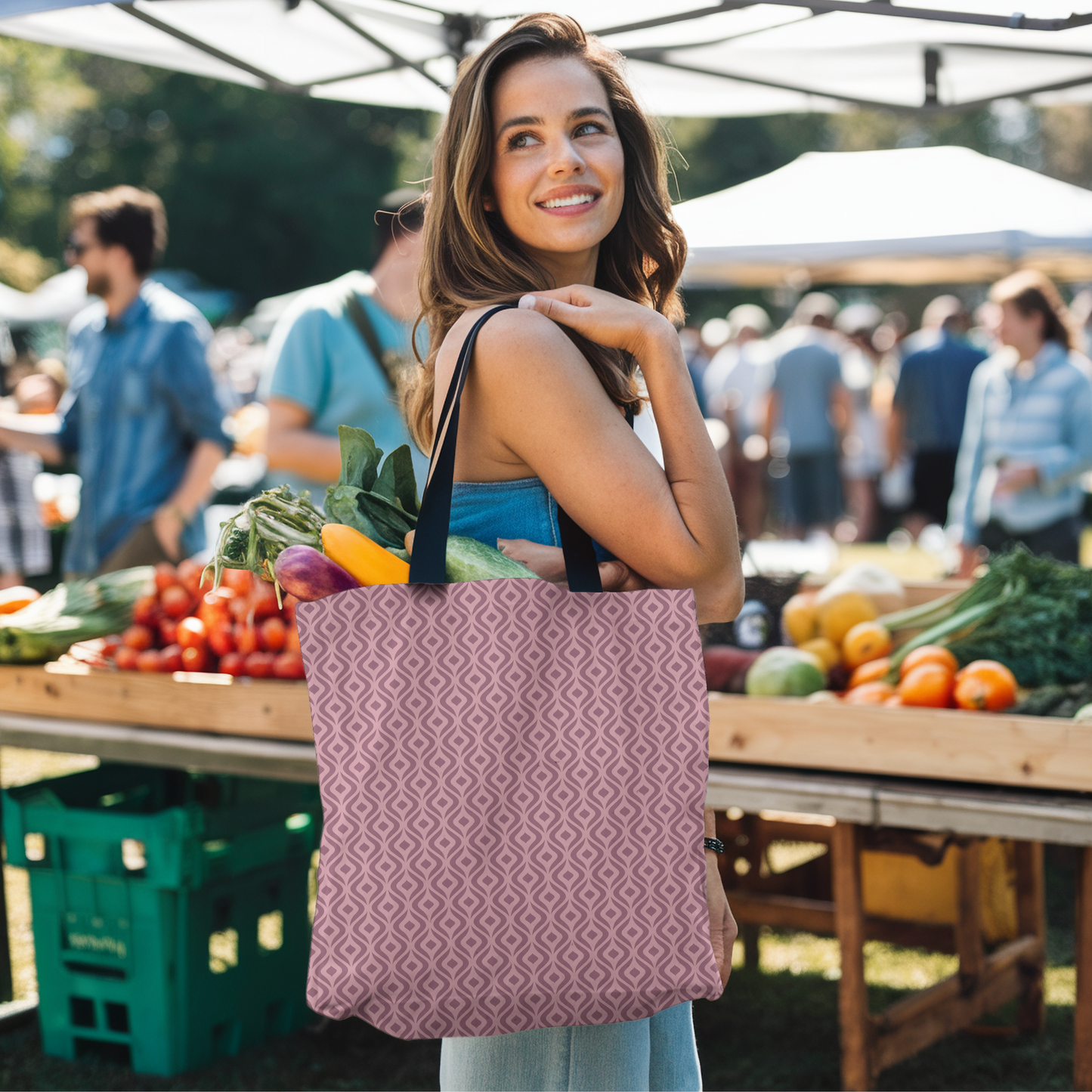Classic Diamond Weave Tote in Dusty Rose
