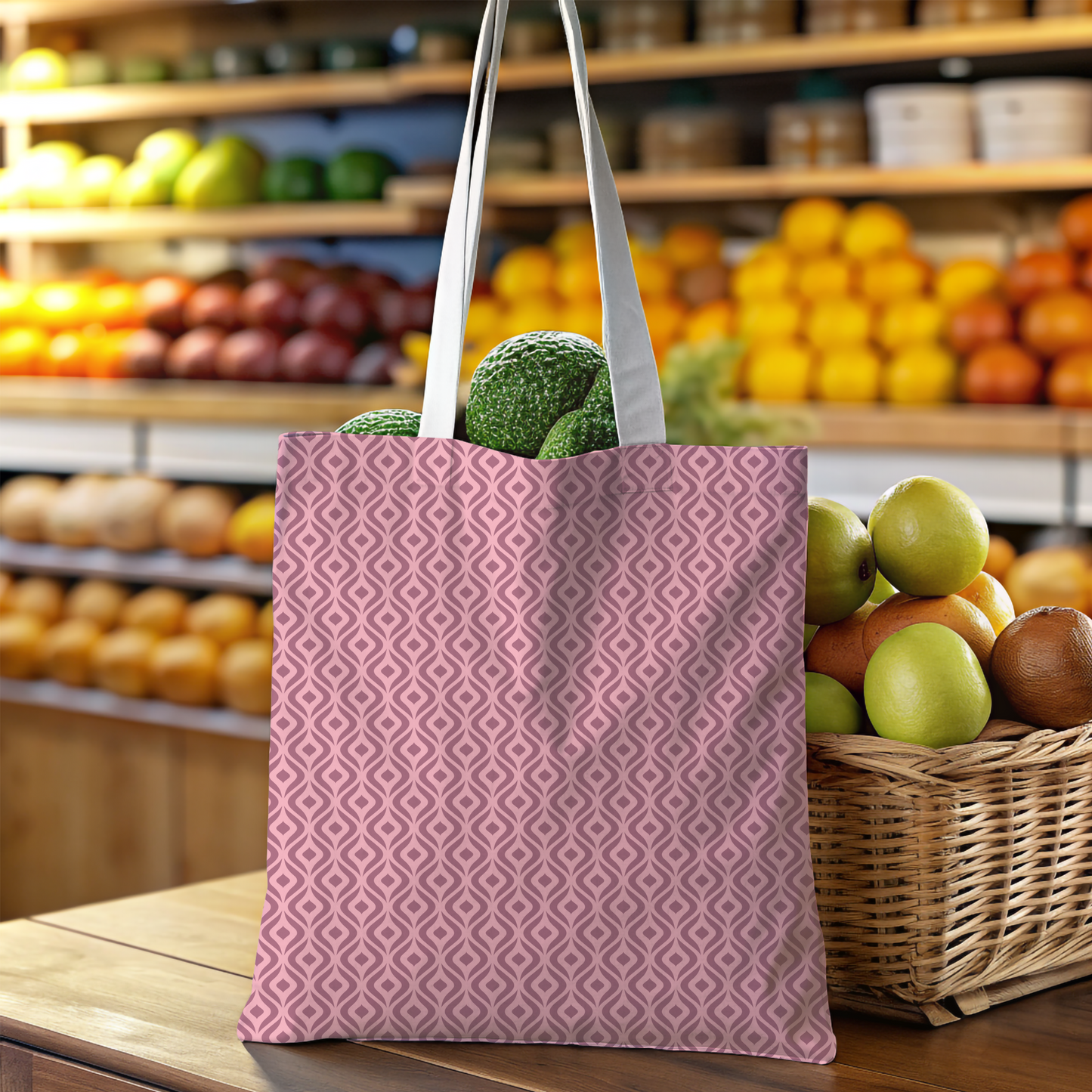 Classic Diamond Weave Tote in Dusty Rose