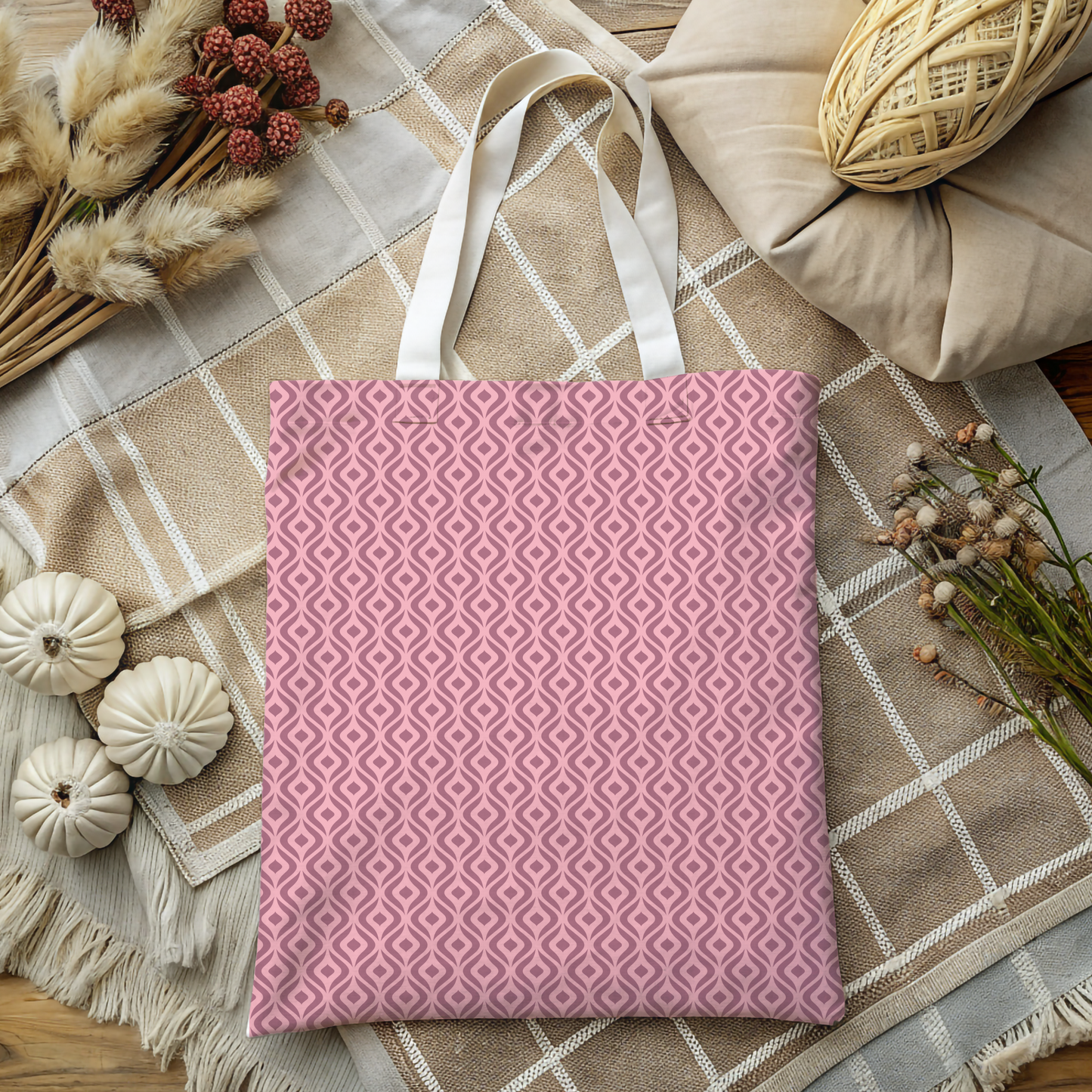 Classic Diamond Weave Tote in Dusty Rose