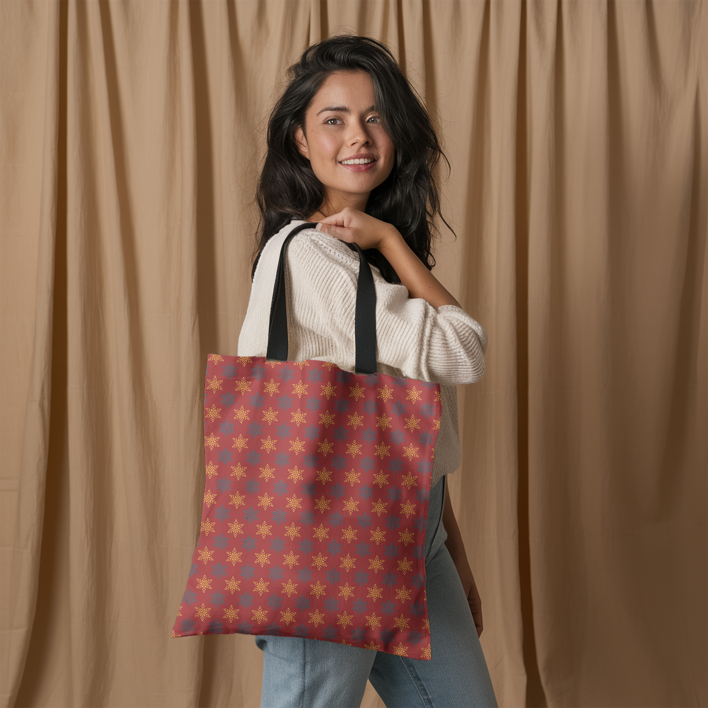Maroon Starlight Canvas Tote Bag