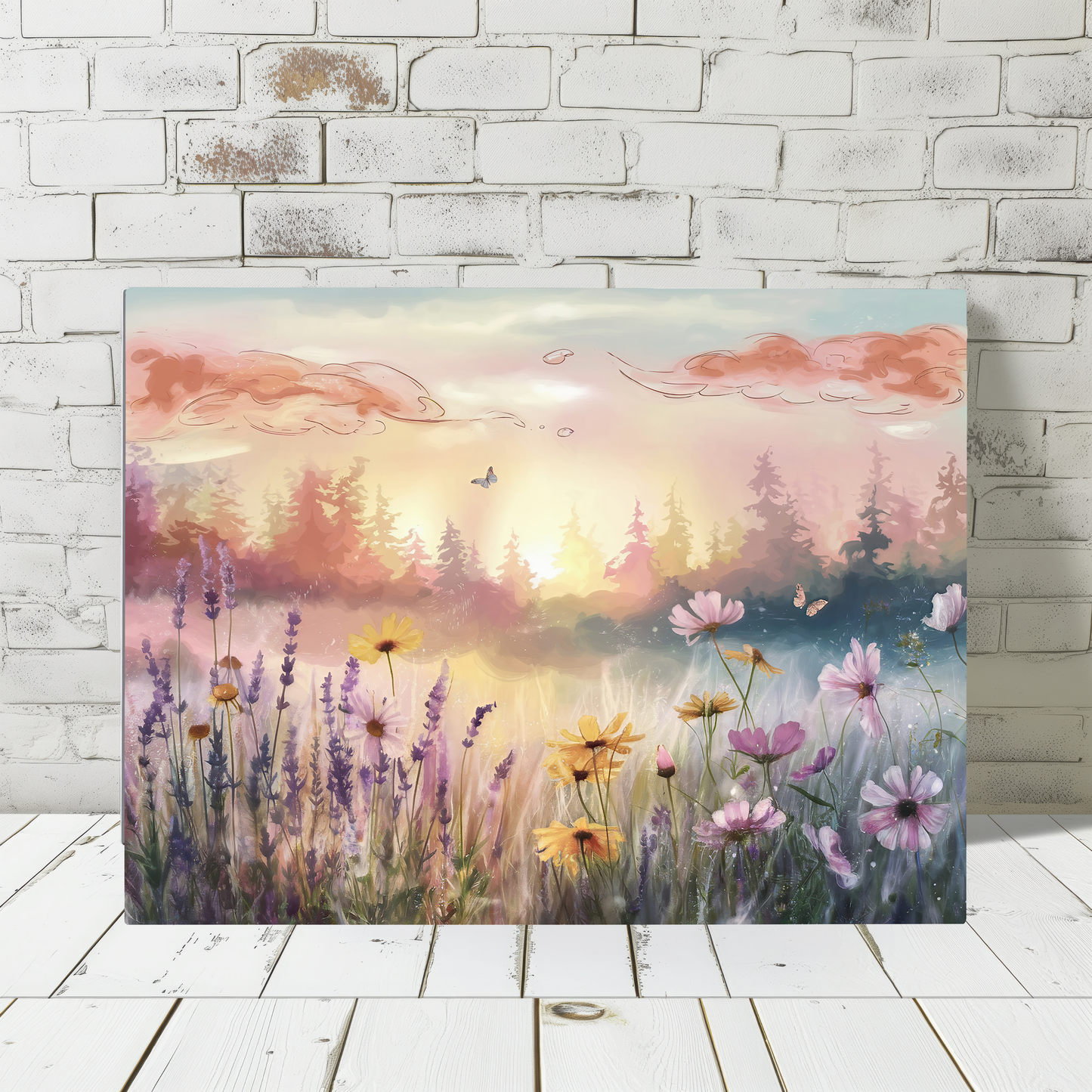 Dreamy Wildflower Meadow at Dawn Canvas Print