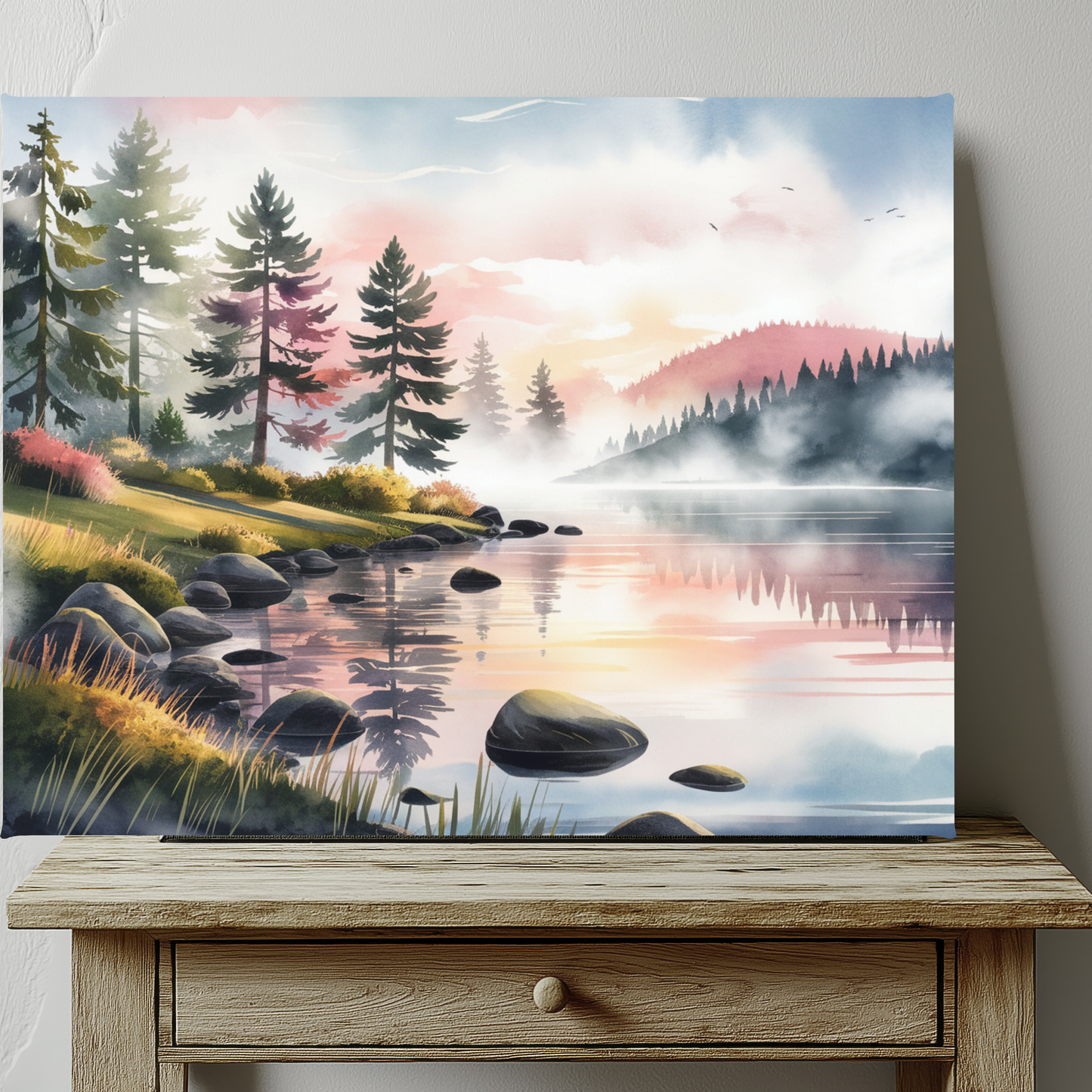 Moutain Sunrise Watercolor Canvas Print