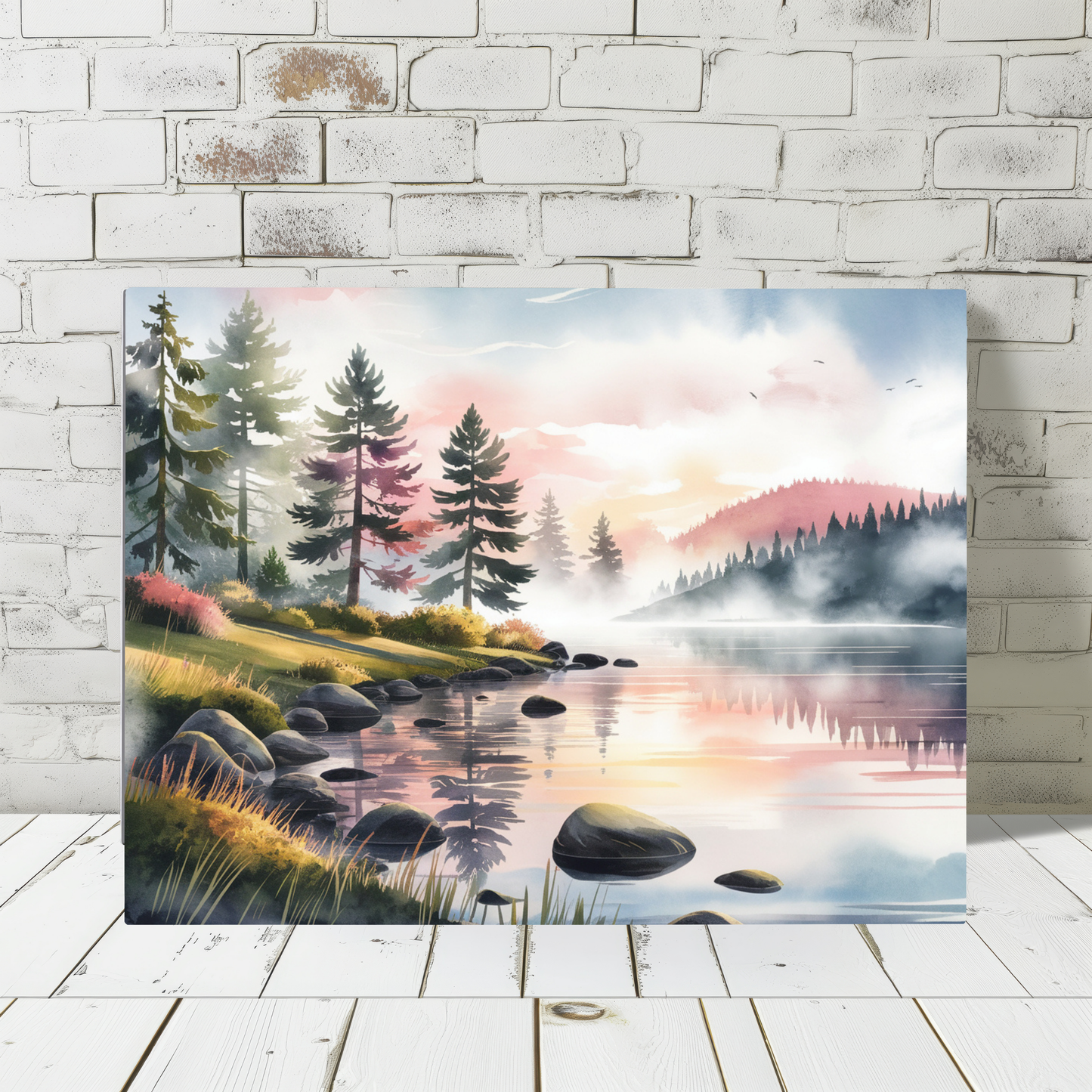 Moutain Sunrise Watercolor Canvas Print
