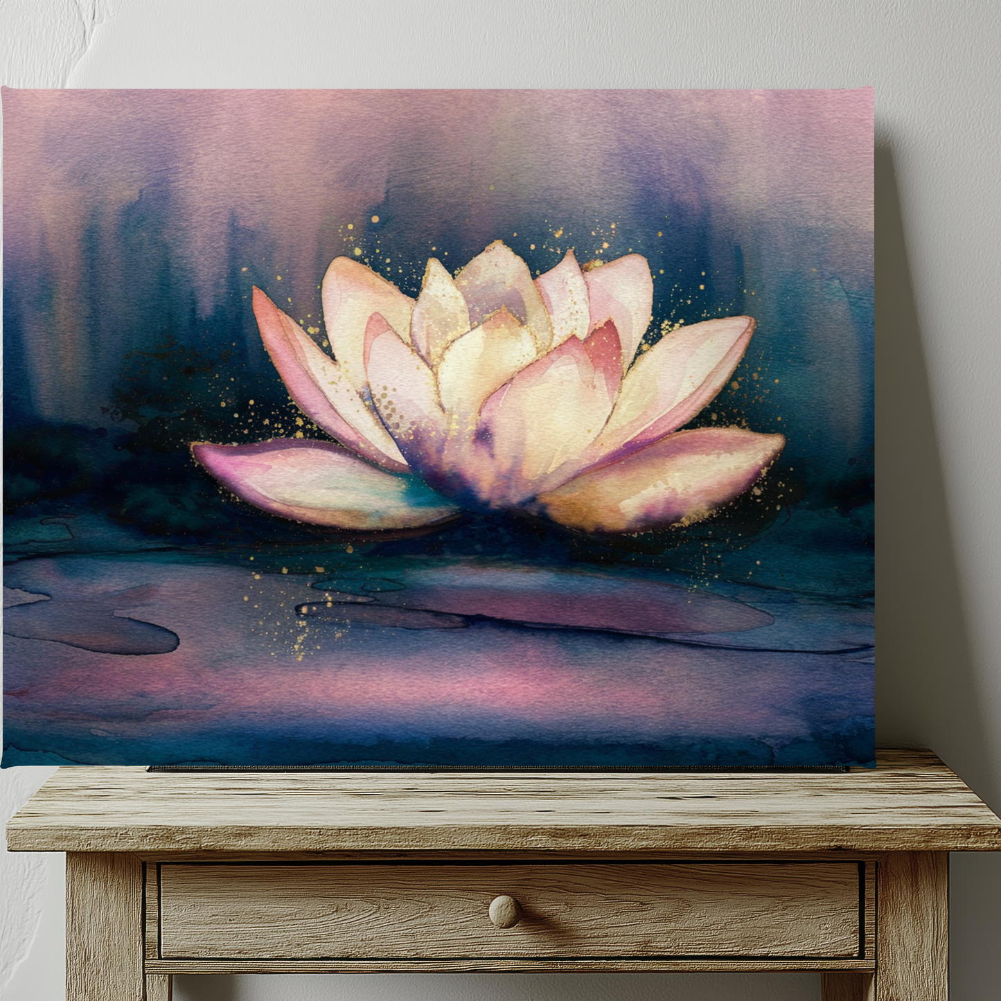 Lotus Flower Watercolor Canvas Wall Art