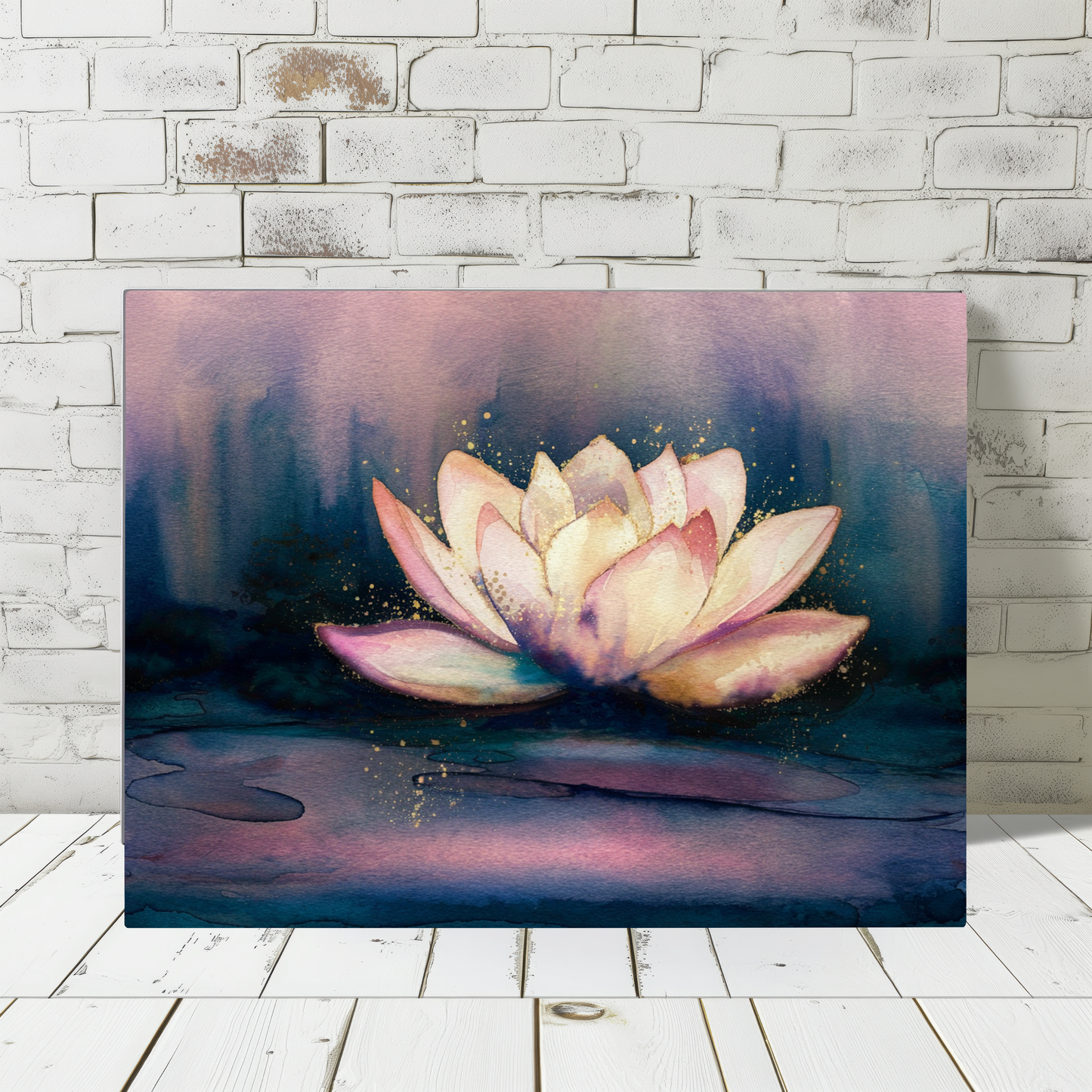 Lotus Flower Watercolor Canvas Wall Art