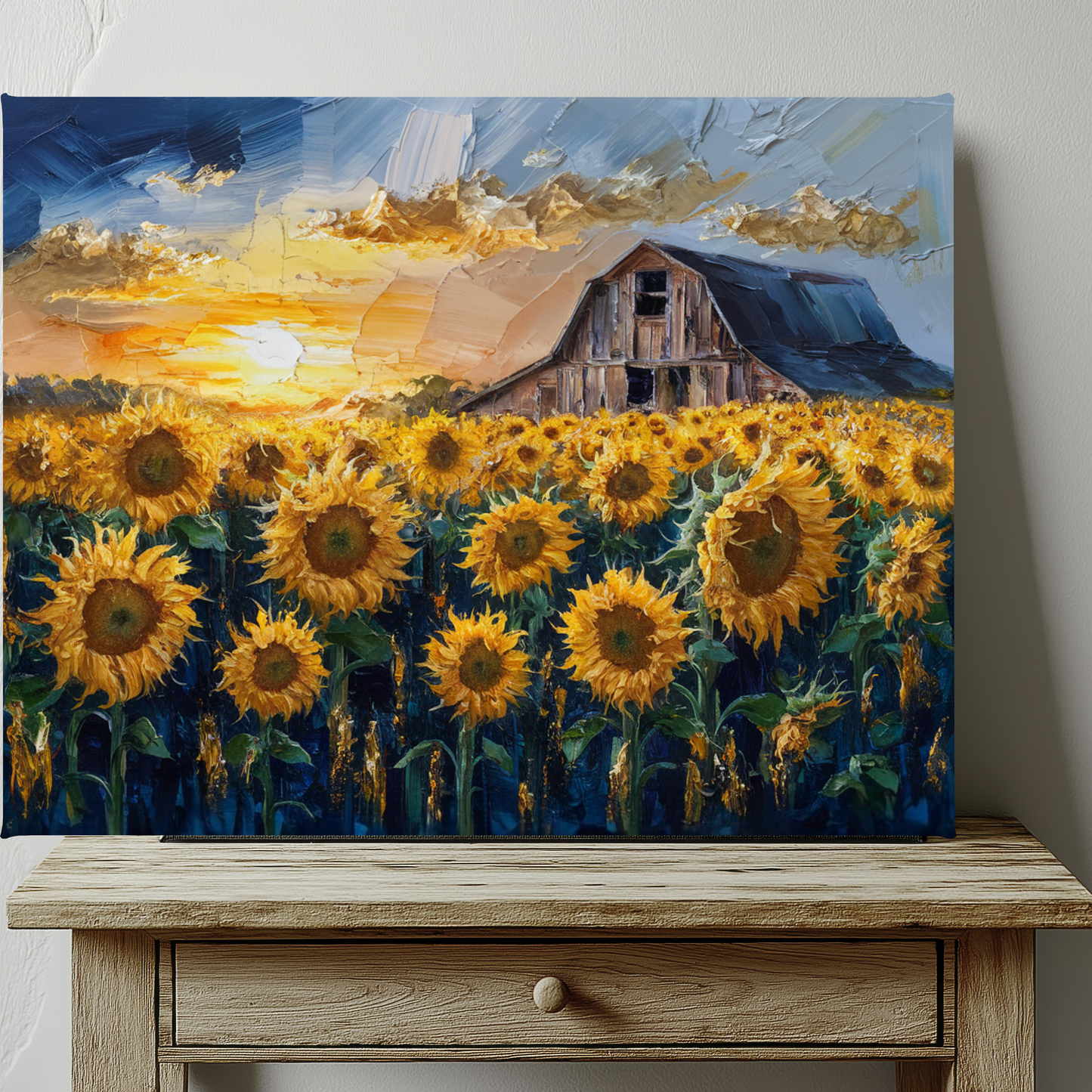 Sunflower Fields Oil Painting Canvas Wall Art