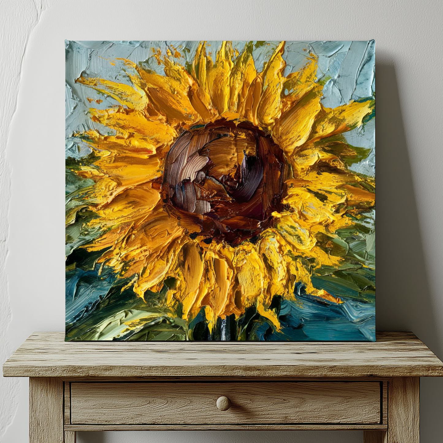 Sunflower Close Up Oil Painting Canvas Wall Art