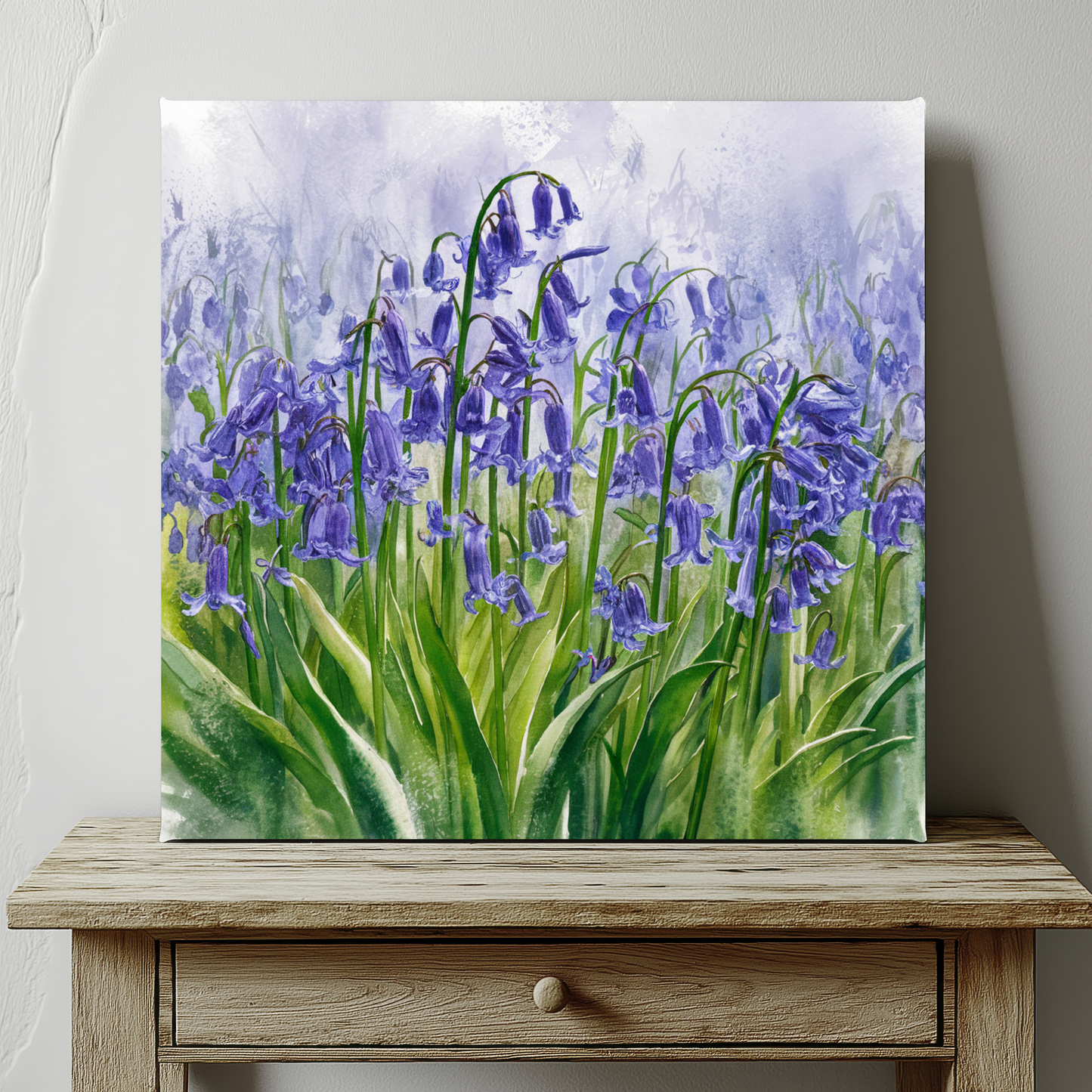 Bluebell Flowers Watercolor Canvas Wall Art