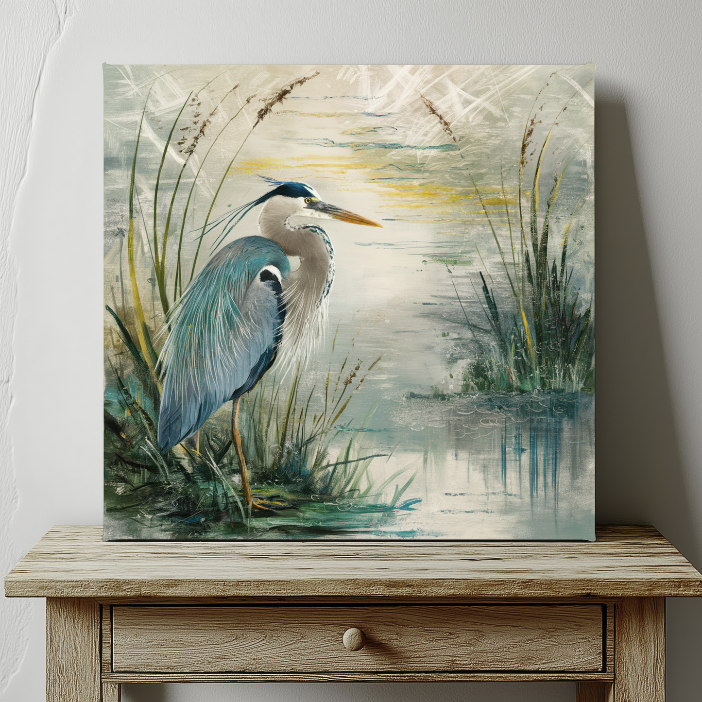 Blue Heron Oil Painting Canvas Wall Art