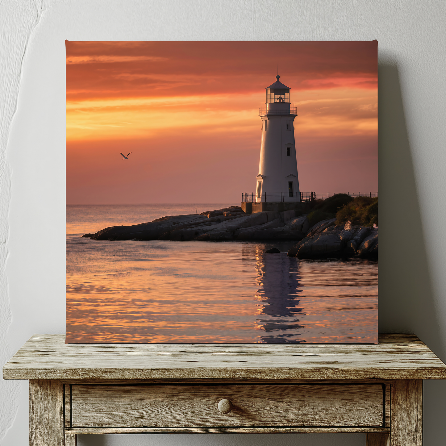 Lighthouse Sunset Canvas Wall Art