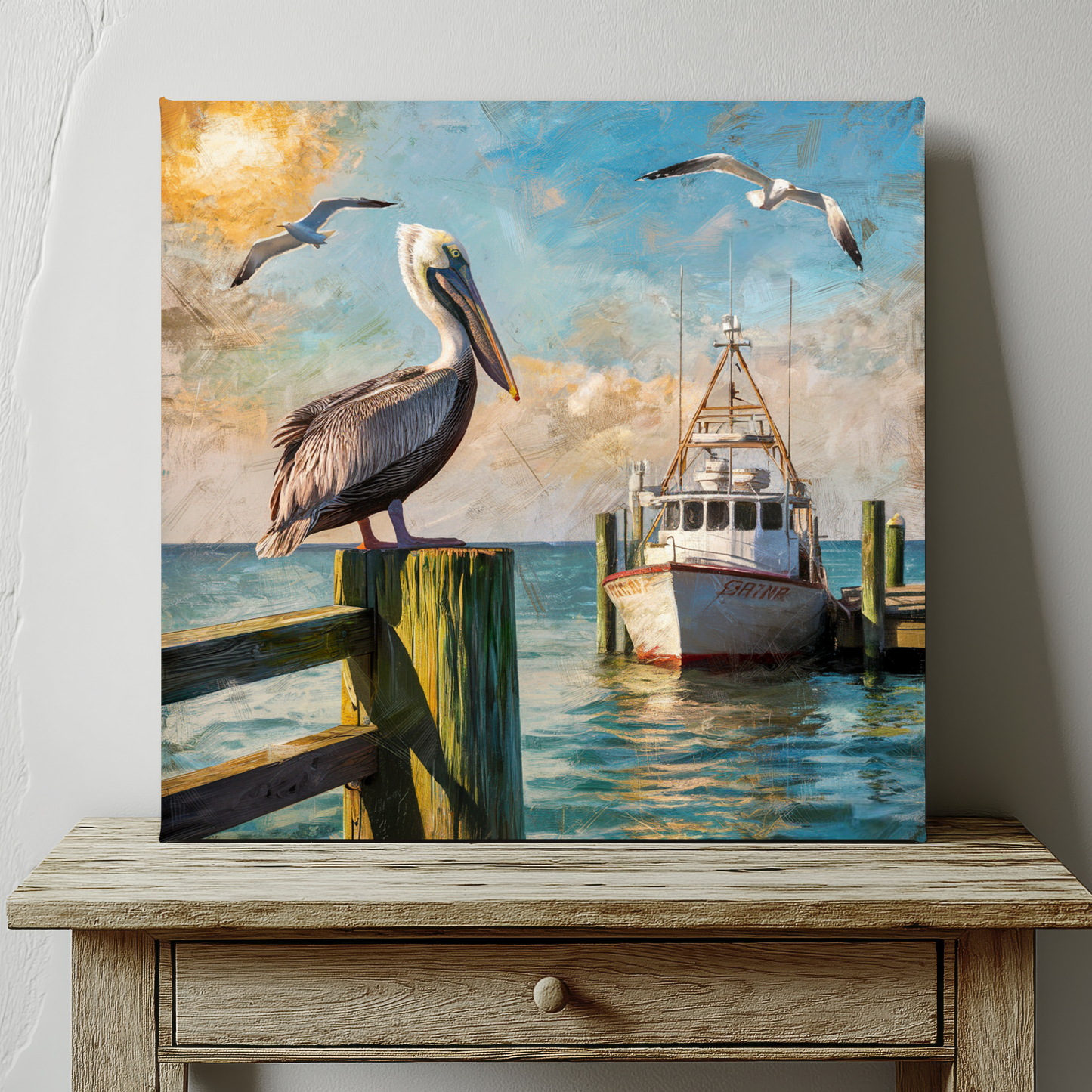 Peliguin On Pier Wall Art