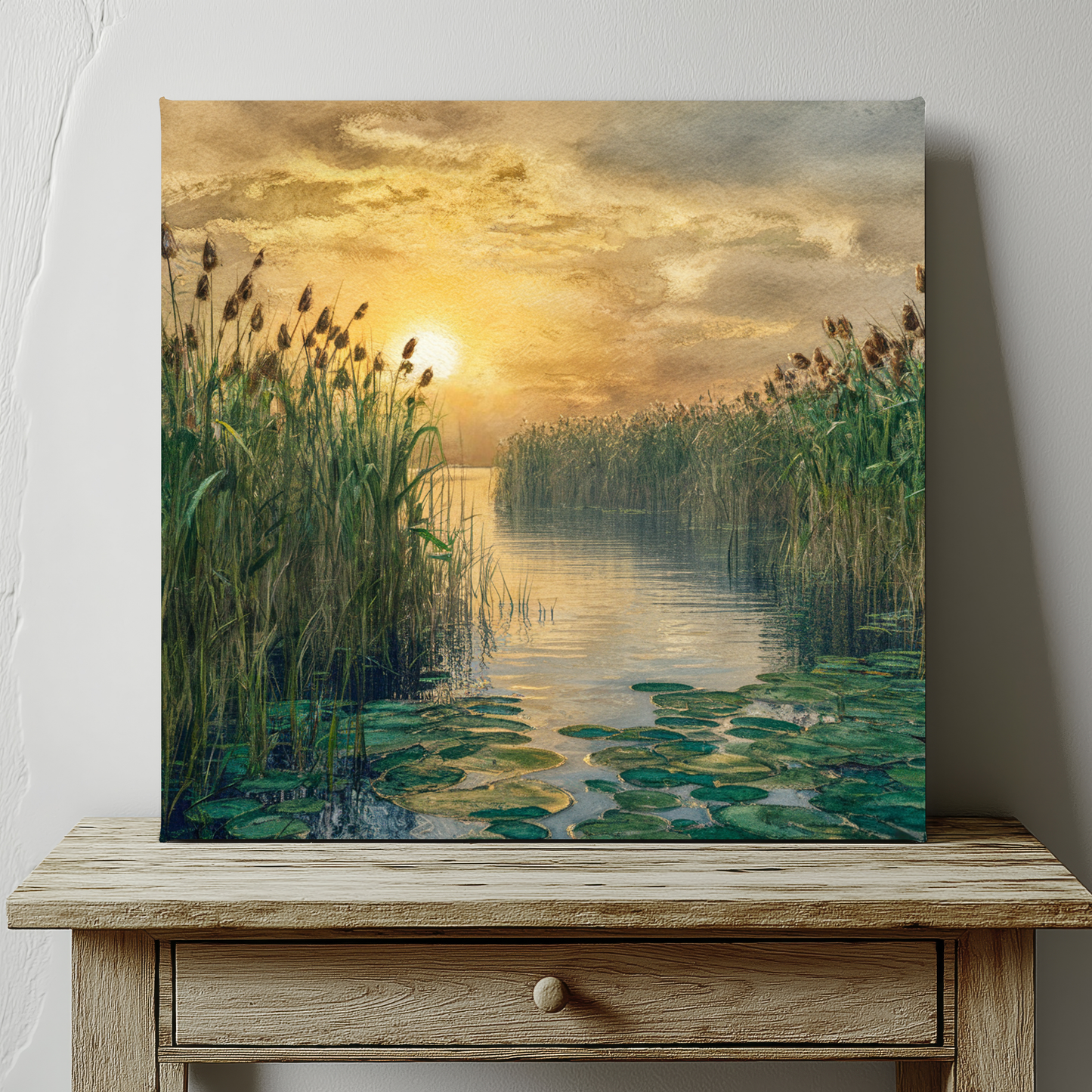 Water Lilly Sunset Wall Art