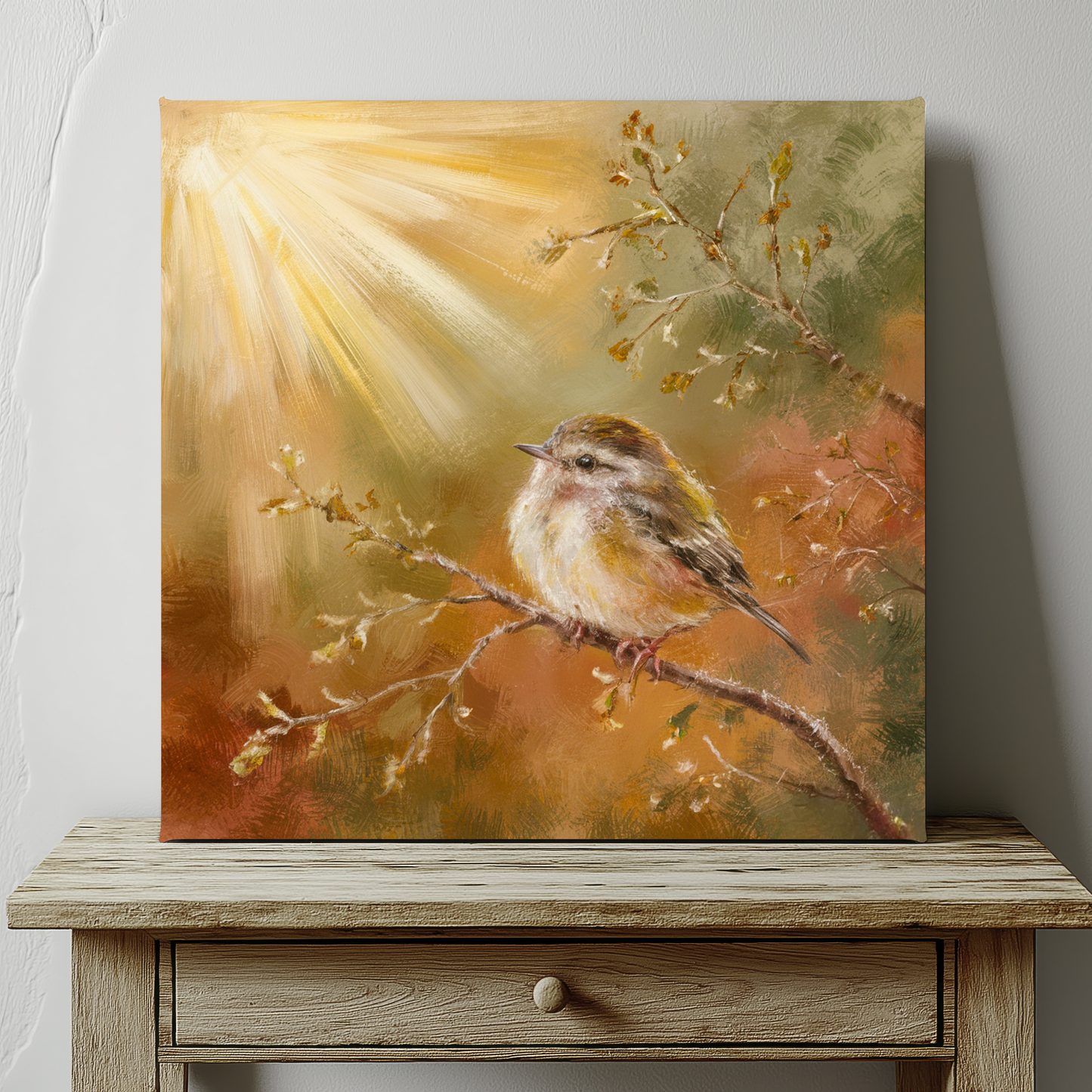 Golden Sparrow Canvas Wall Art