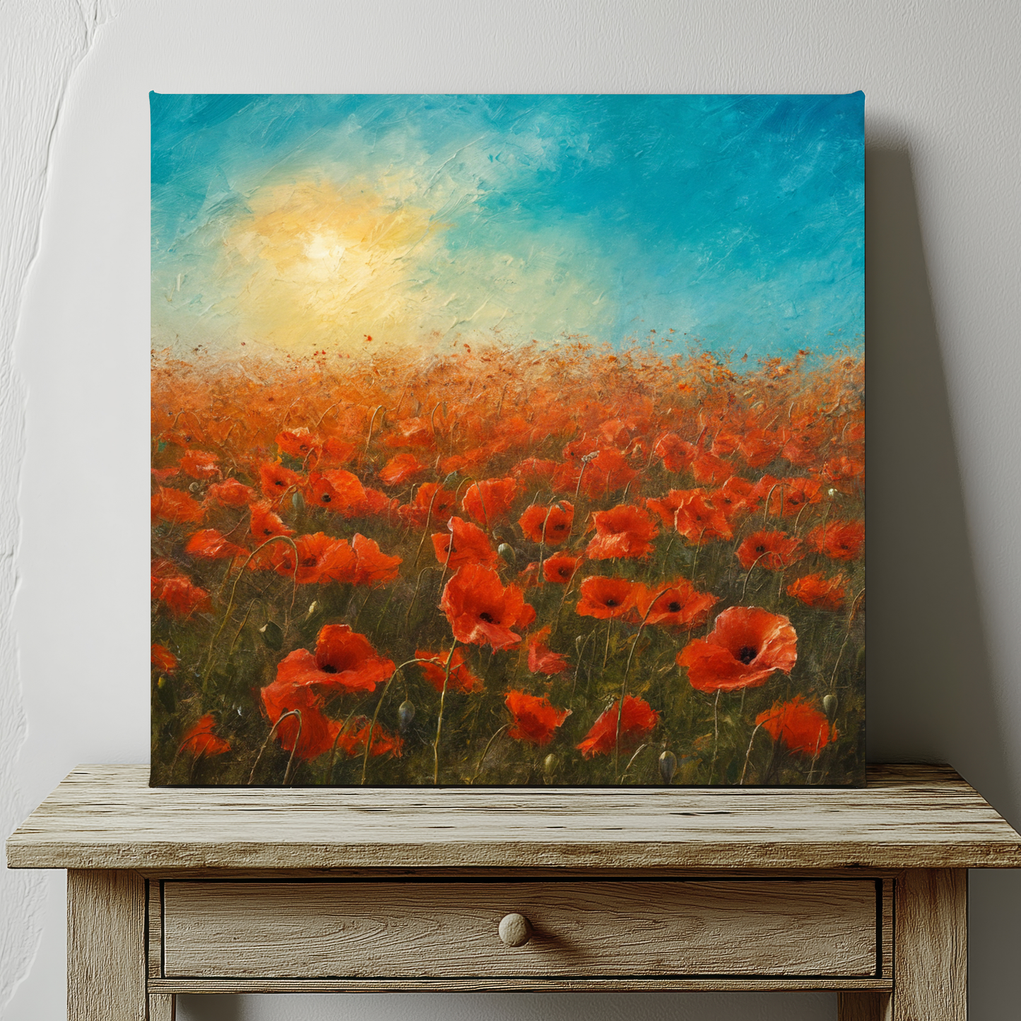 Field Of Red Poppies Canvas Wall Art