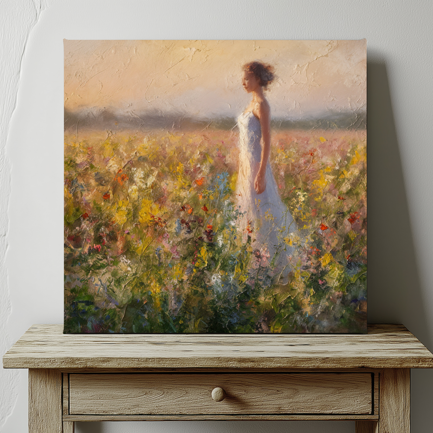 Woman In Field Oil Painting Canvas Wall Art