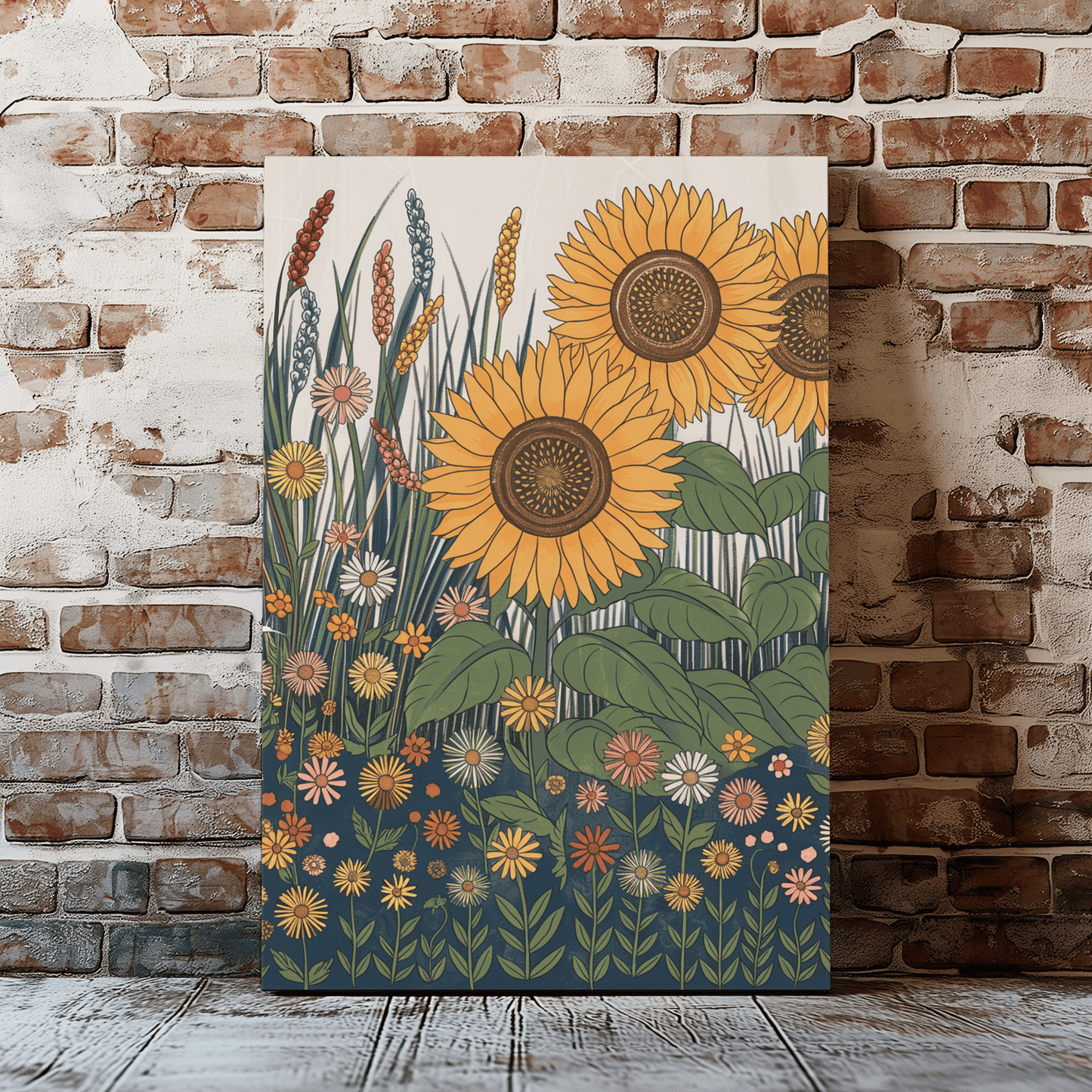 Folk Art Flowers Canvas Wall Art
