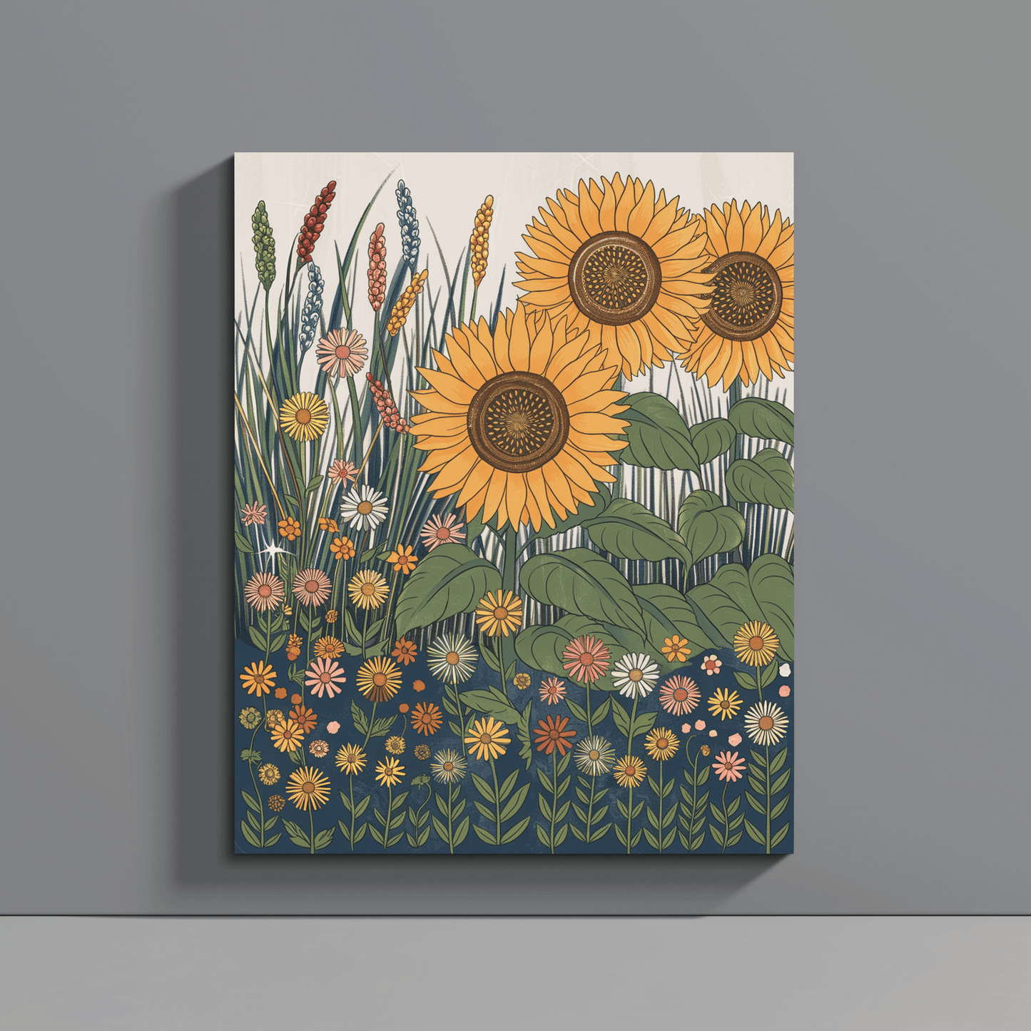Folk Art Flowers Canvas Wall Art