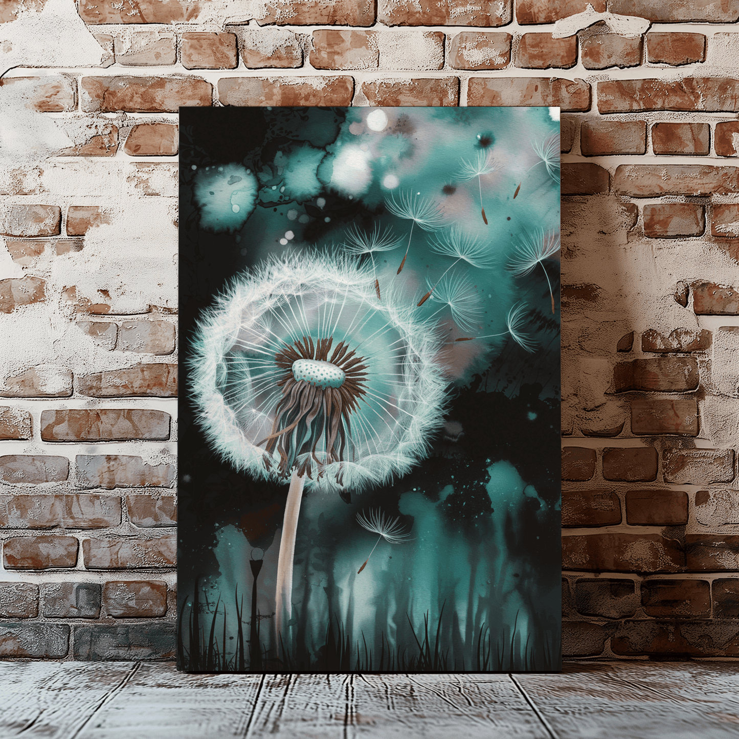 Dandelion Seeds Blowing Away Canvas Wall Art