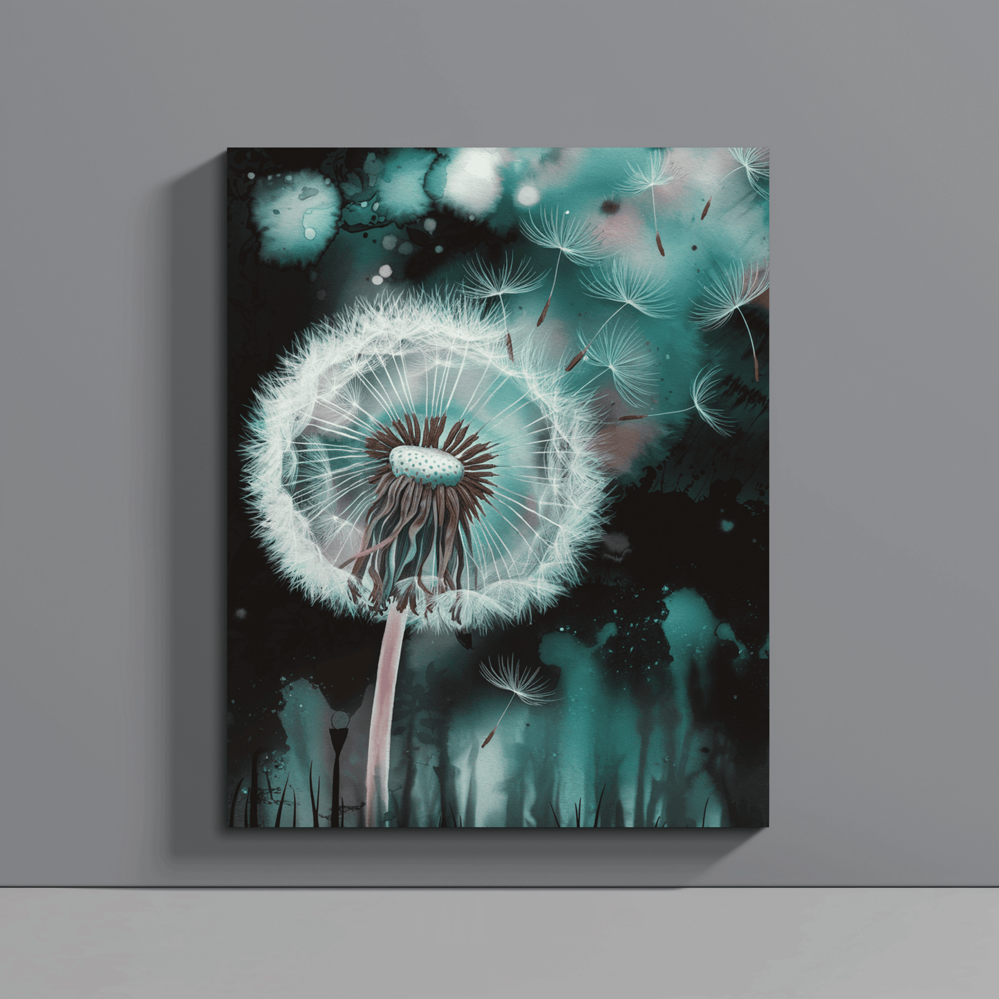 Dandelion Seeds Blowing Away Canvas Wall Art