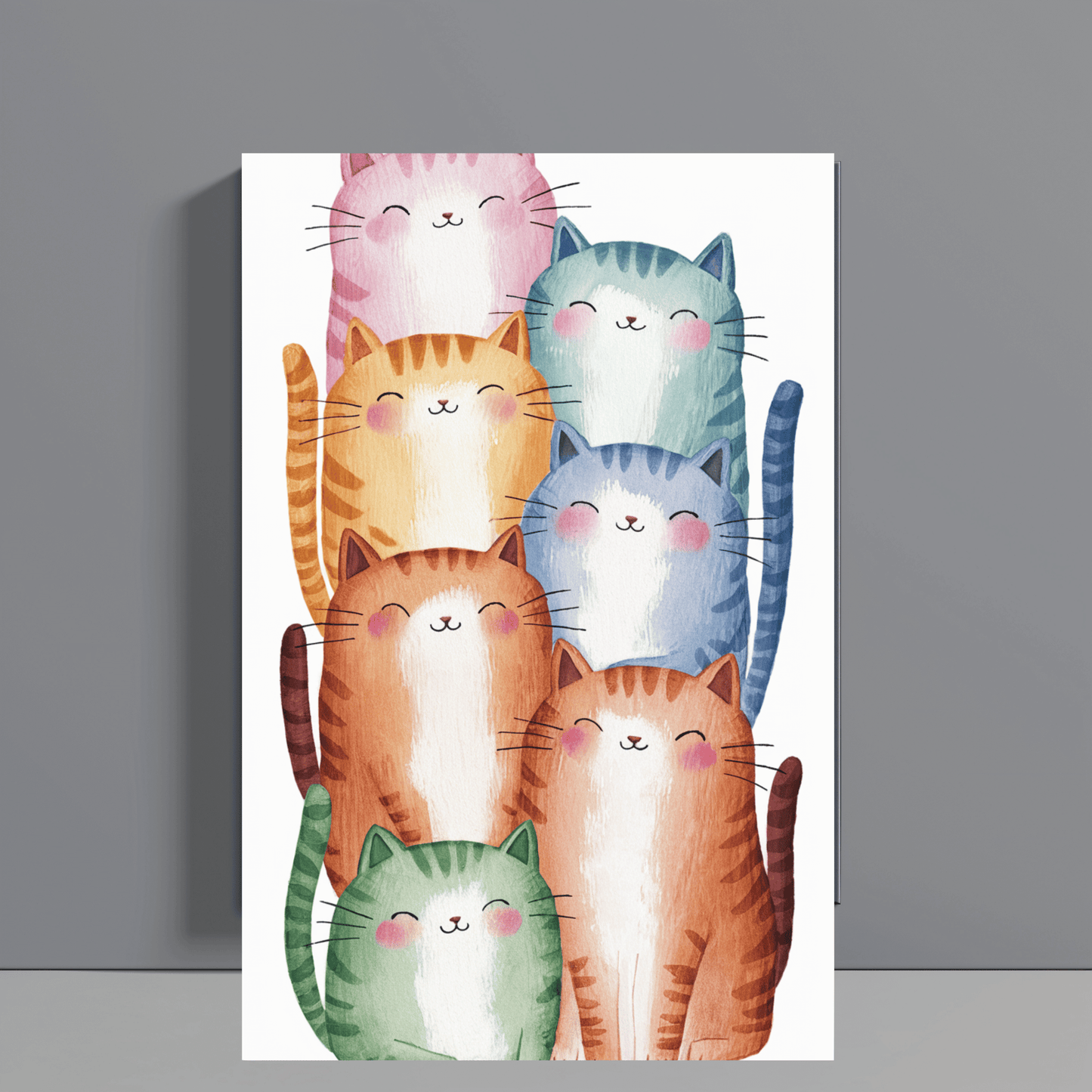 Stacked Cats Canvas Wall Art
