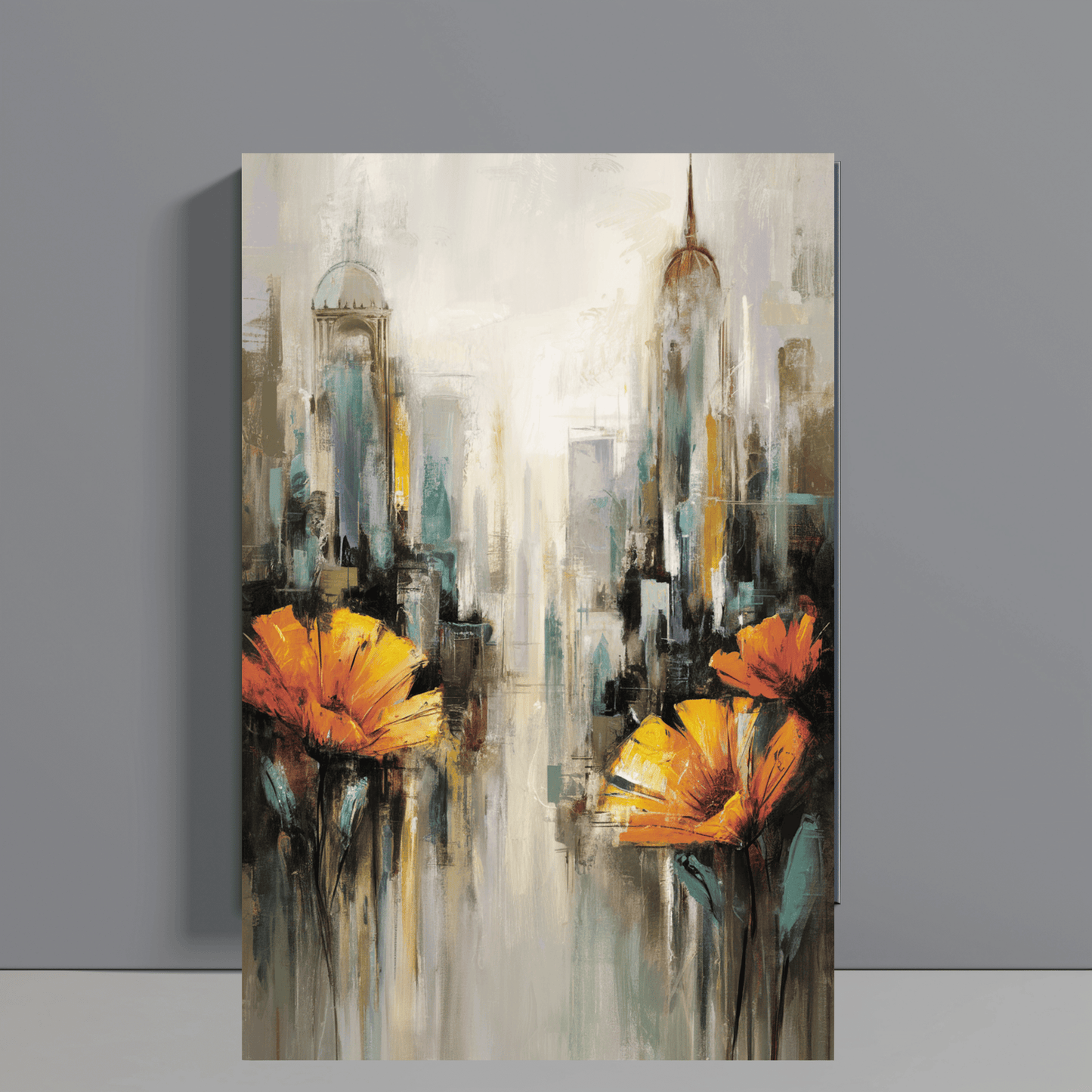 Flowers In The City Canvas Wall Art
