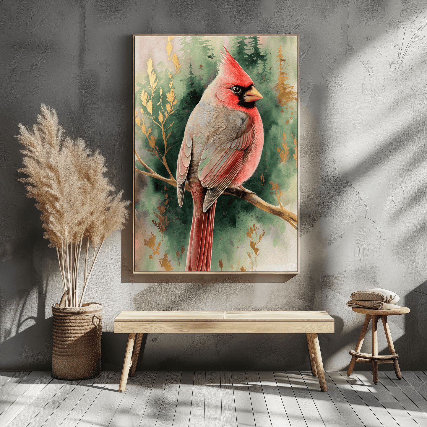 Cardinal With Pines Poster
