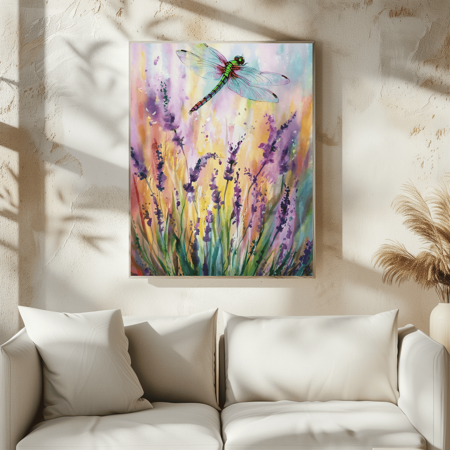 Flowers With Dragonfly Poster