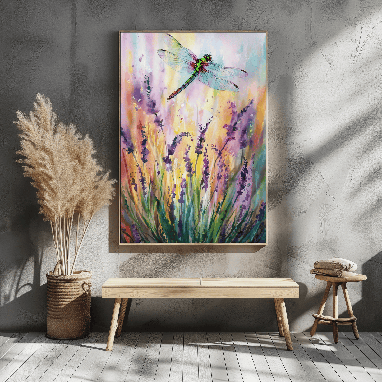 Flowers With Dragonfly Poster