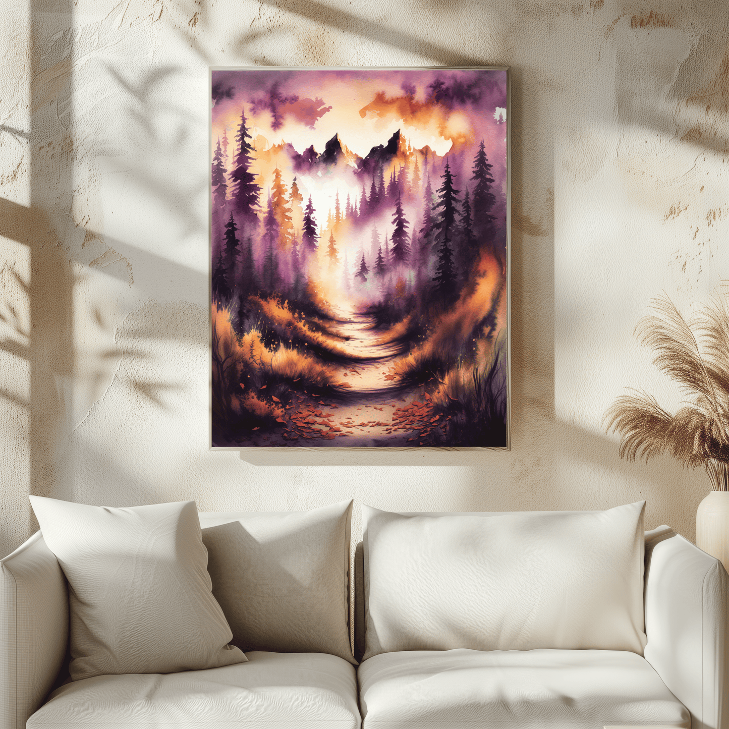 Misty Mountain Path With Pines Poster