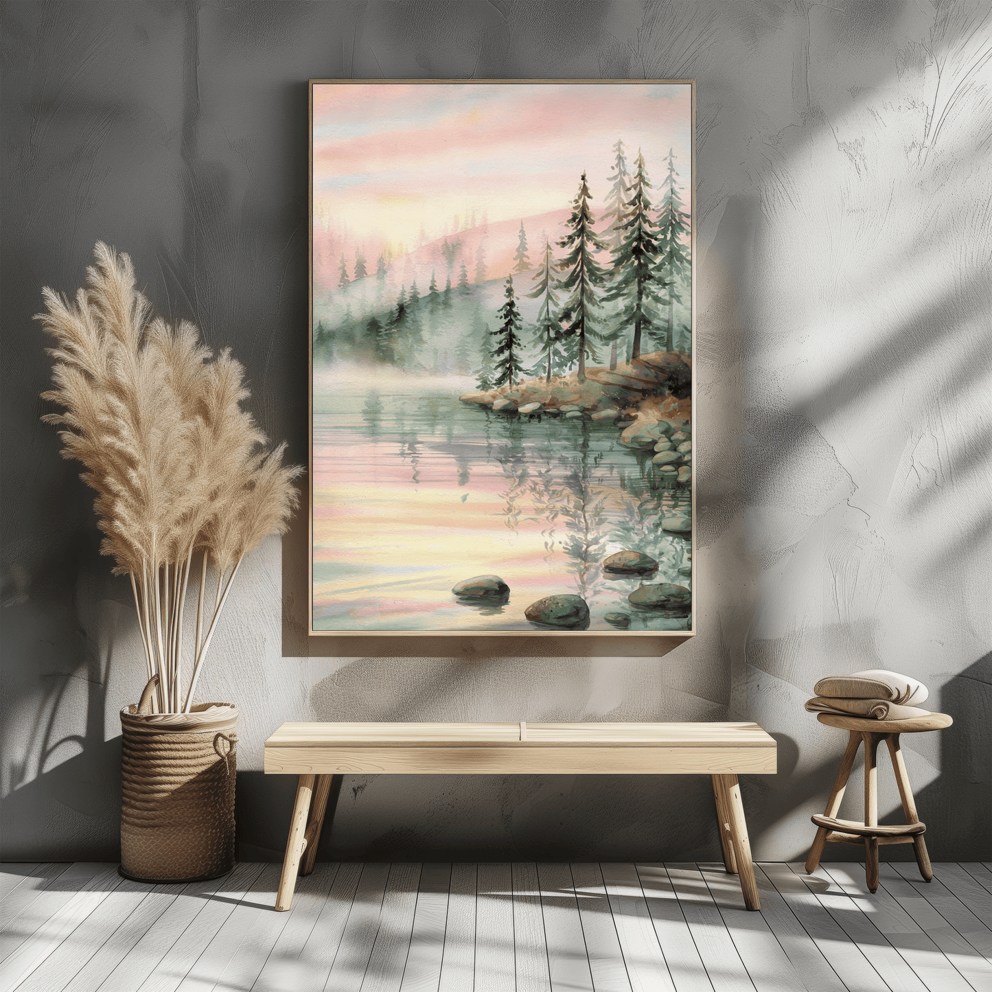 Mountain Lake With Pines Poster