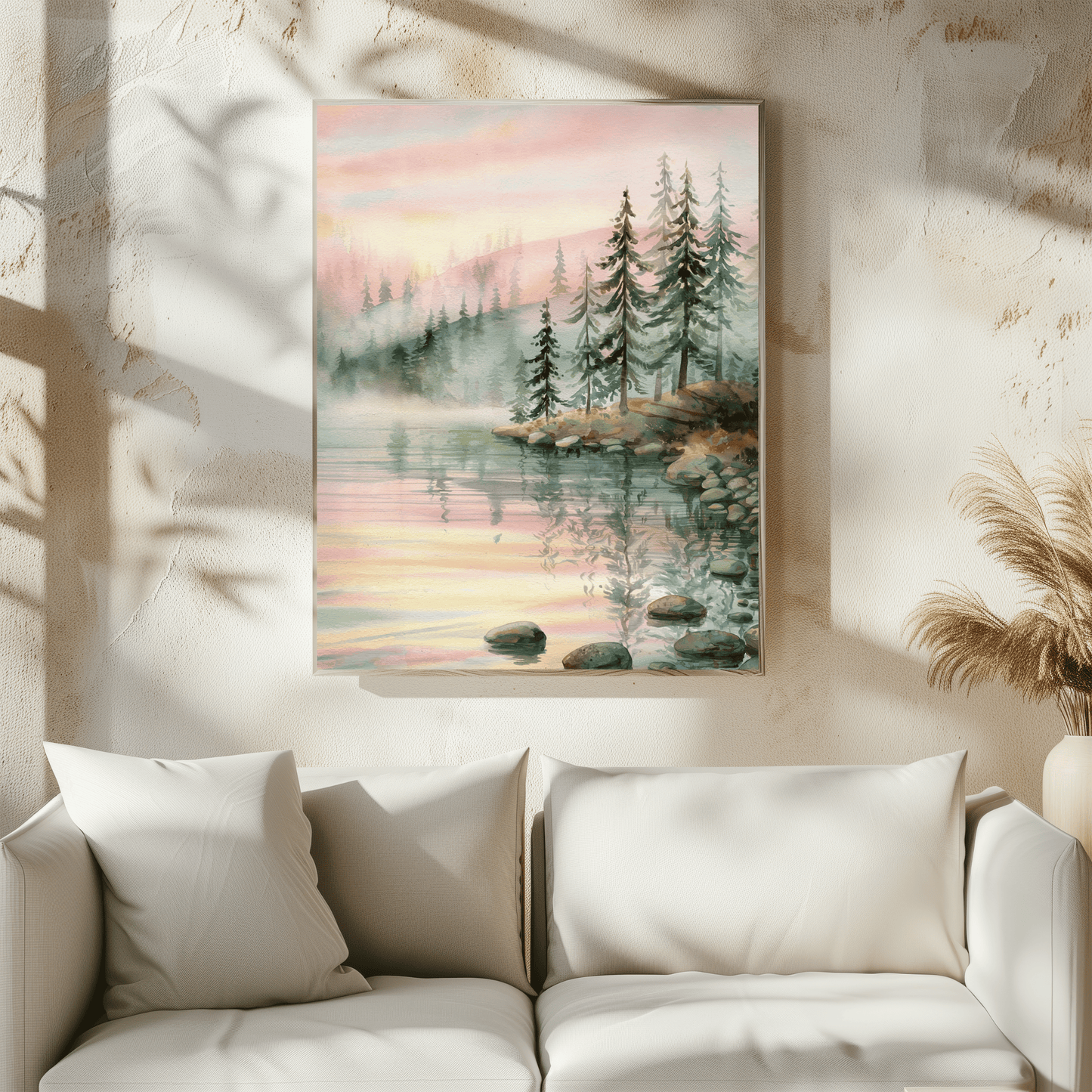 Mountain Lake With Pines Poster