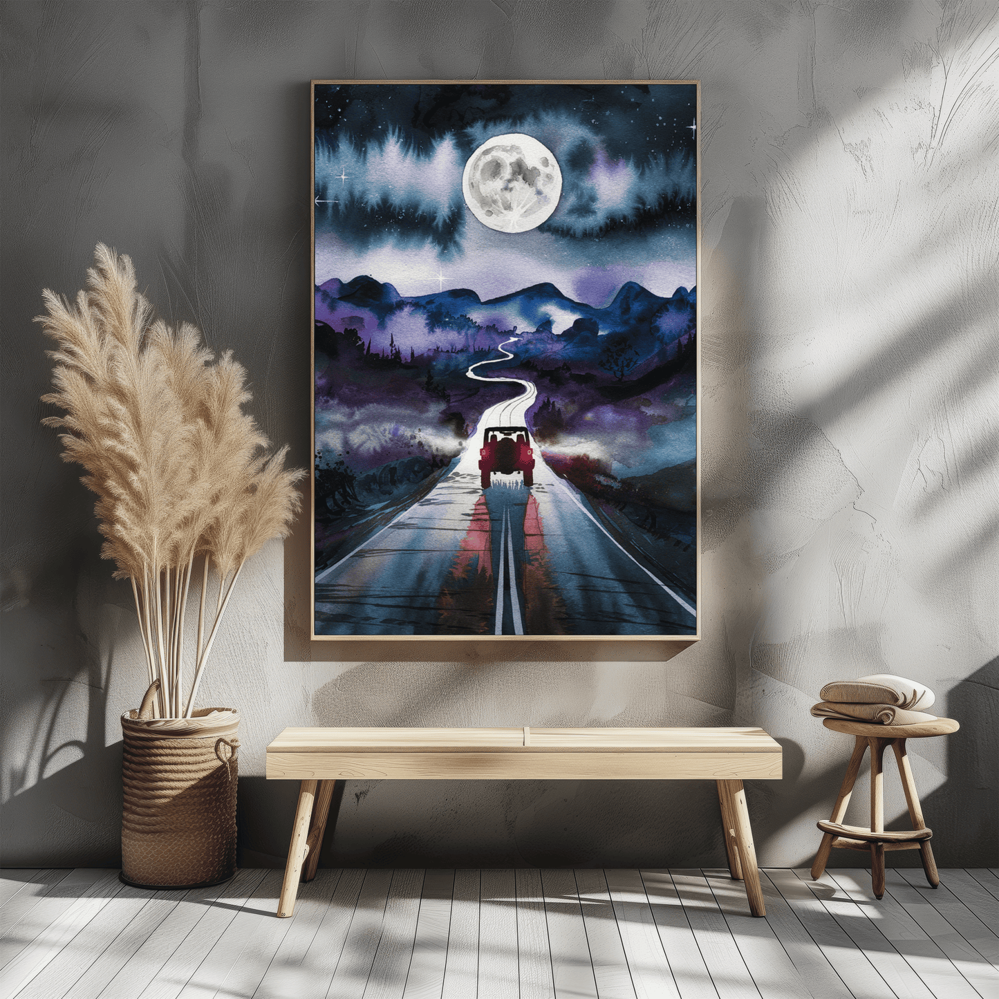 Jeep Driving into The Mountains Poster