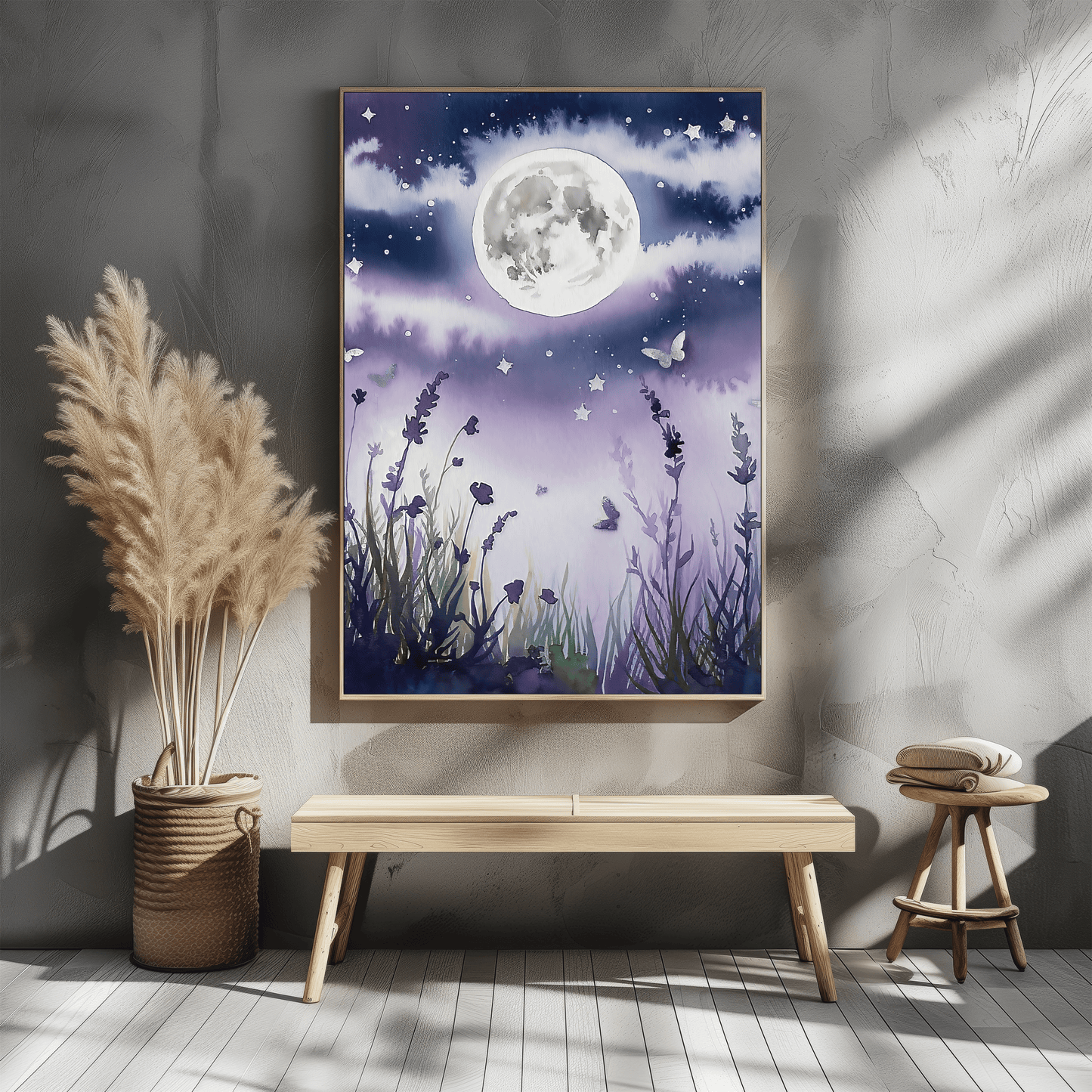 Moonlit Flowers Poster