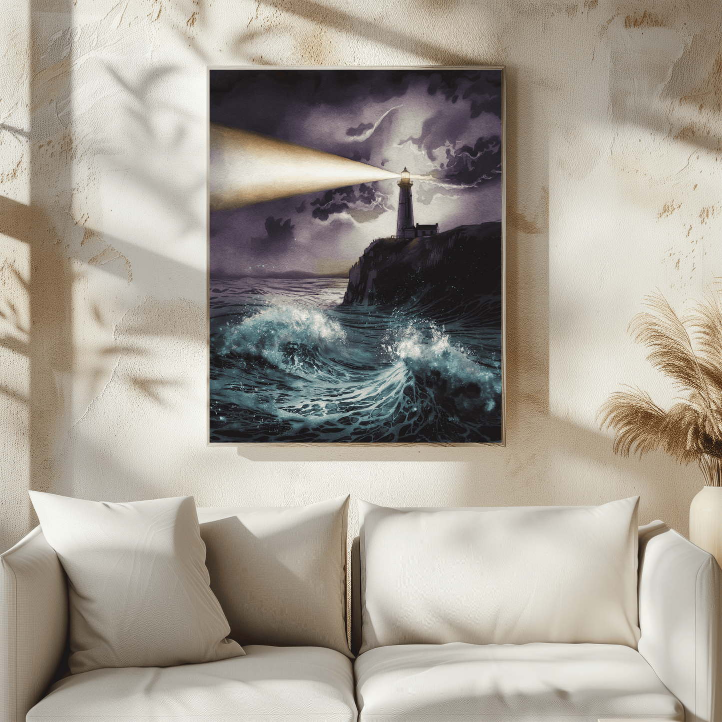 Lighthouse At Night Poster